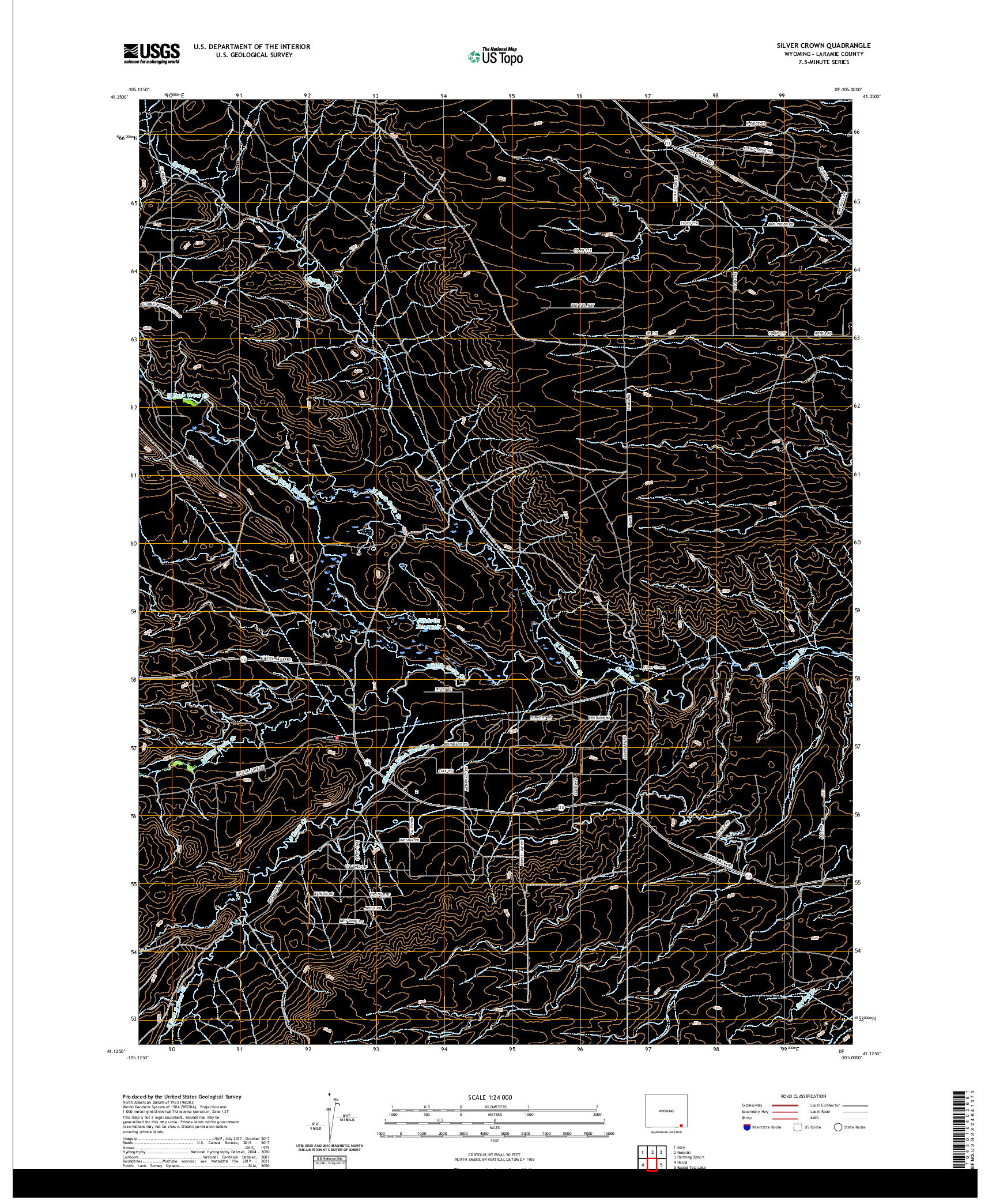 USGS US TOPO 7.5-MINUTE MAP FOR SILVER CROWN, WY 2021