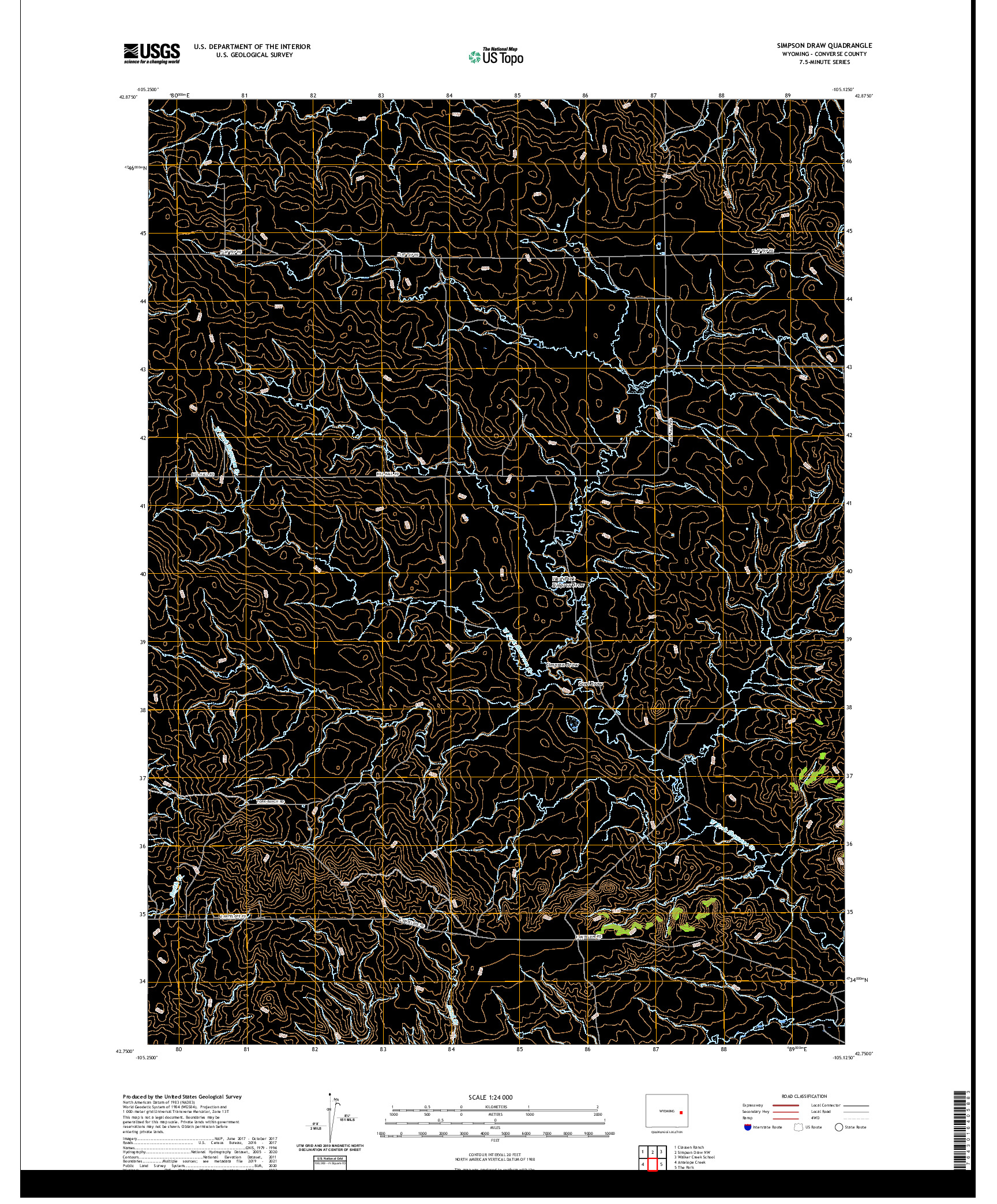 USGS US TOPO 7.5-MINUTE MAP FOR SIMPSON DRAW, WY 2021