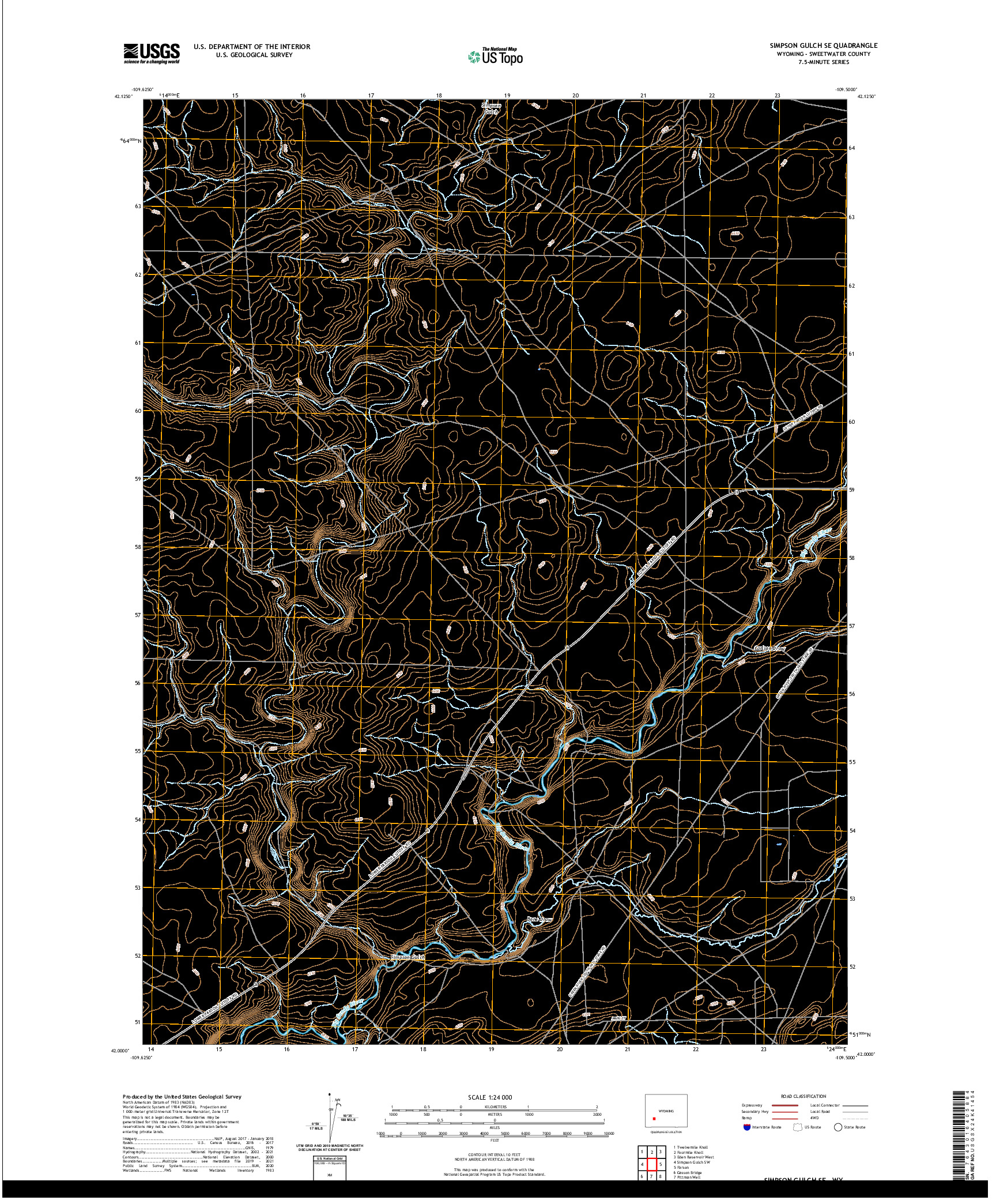 USGS US TOPO 7.5-MINUTE MAP FOR SIMPSON GULCH SE, WY 2021