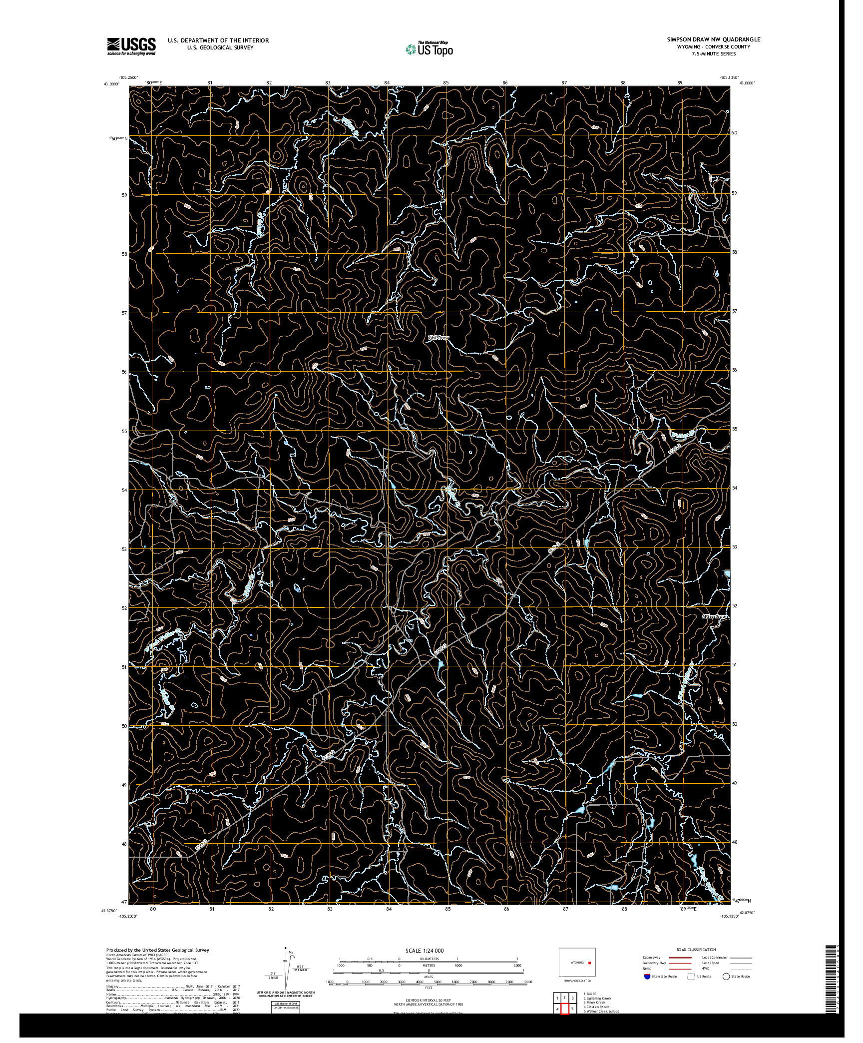 USGS US TOPO 7.5-MINUTE MAP FOR SIMPSON DRAW NW, WY 2021