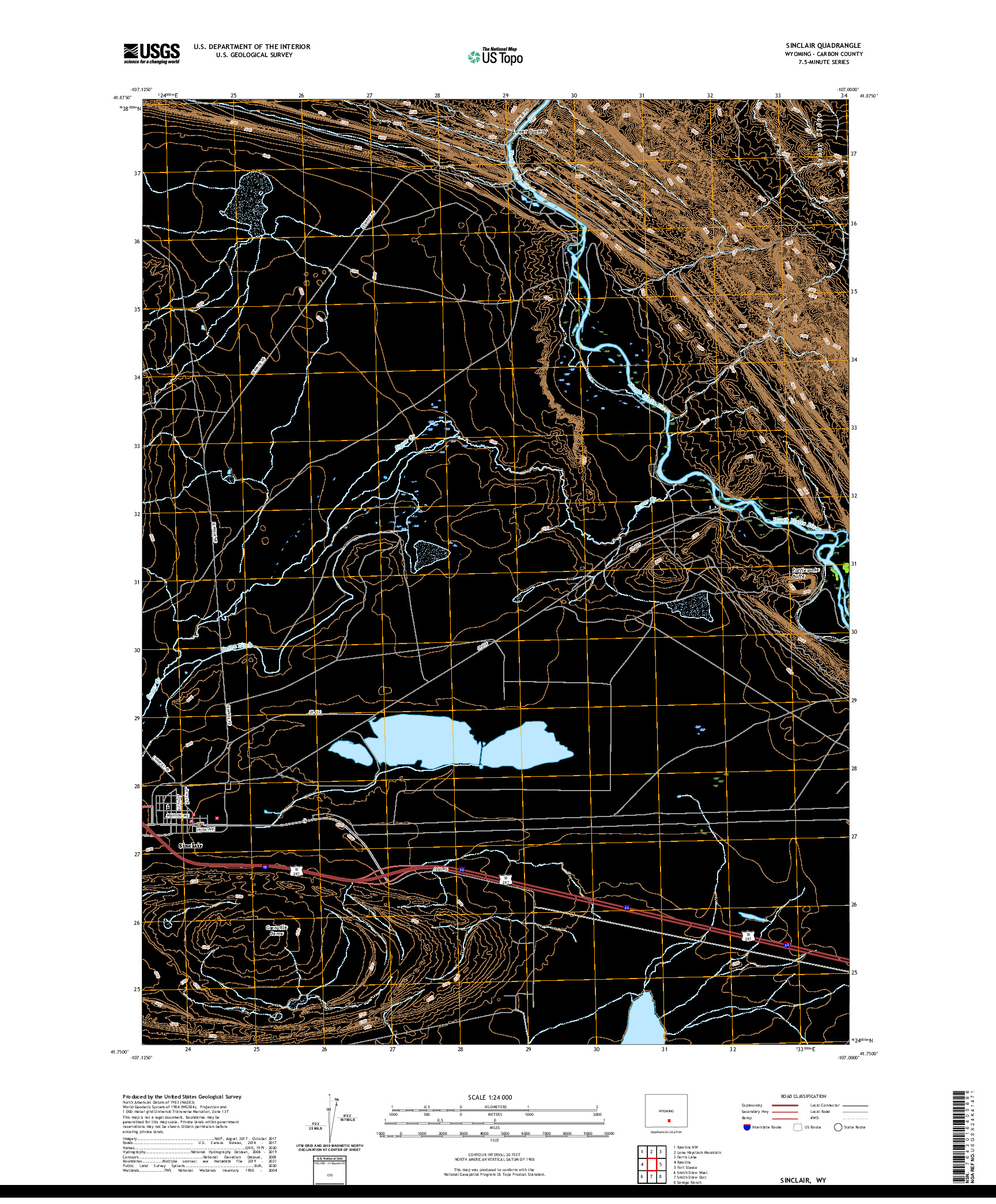 USGS US TOPO 7.5-MINUTE MAP FOR SINCLAIR, WY 2021