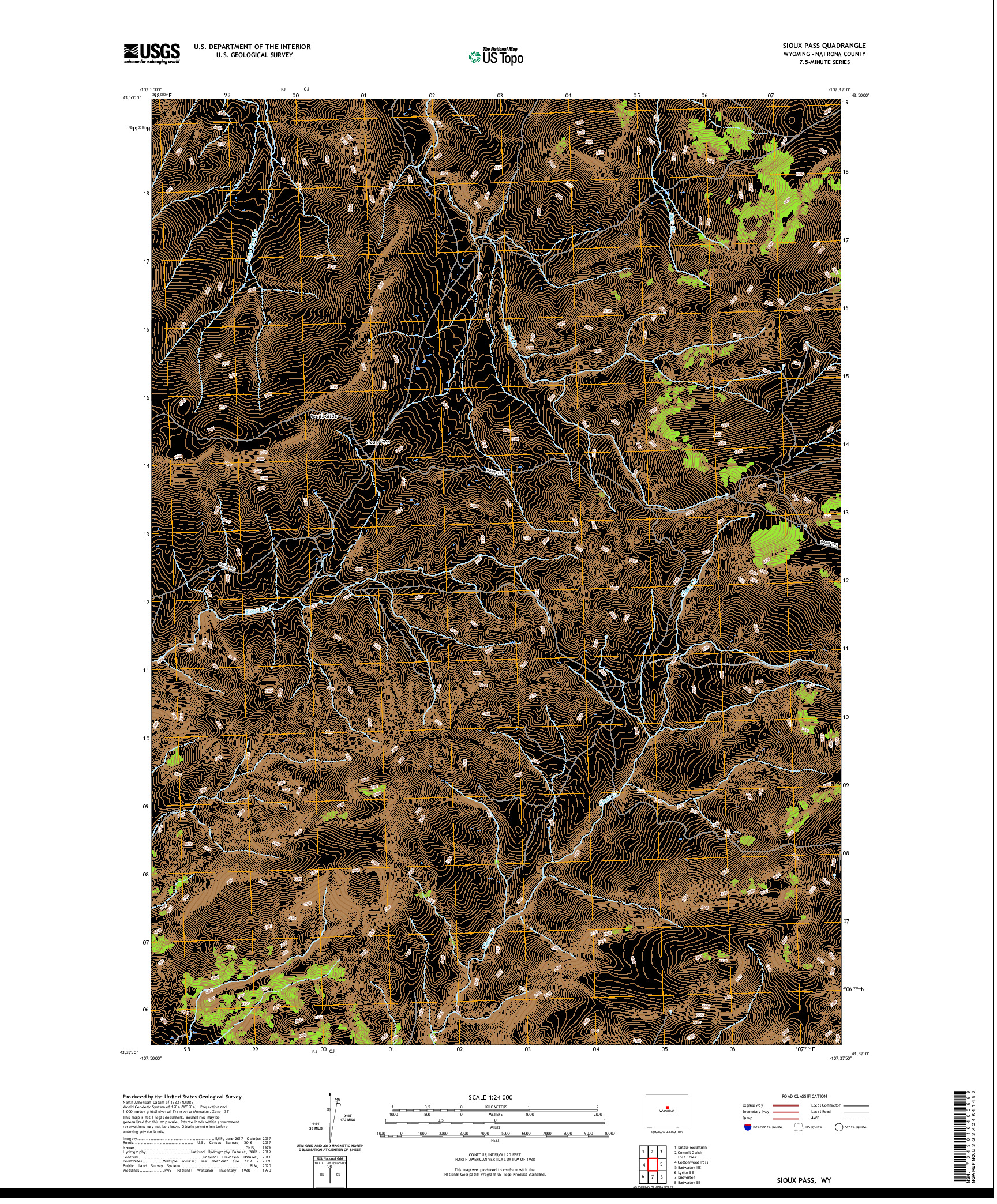 USGS US TOPO 7.5-MINUTE MAP FOR SIOUX PASS, WY 2021
