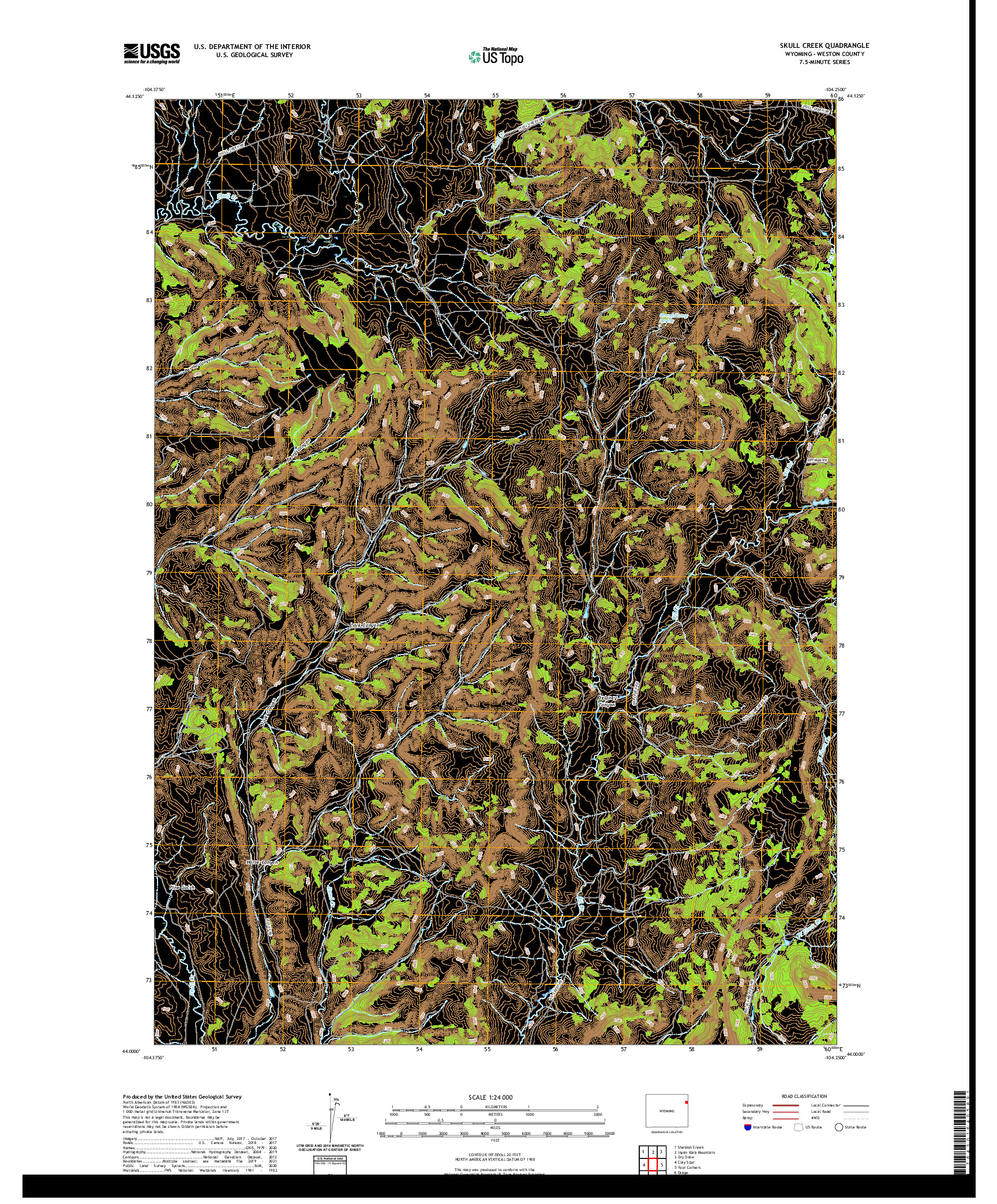 USGS US TOPO 7.5-MINUTE MAP FOR SKULL CREEK, WY 2021