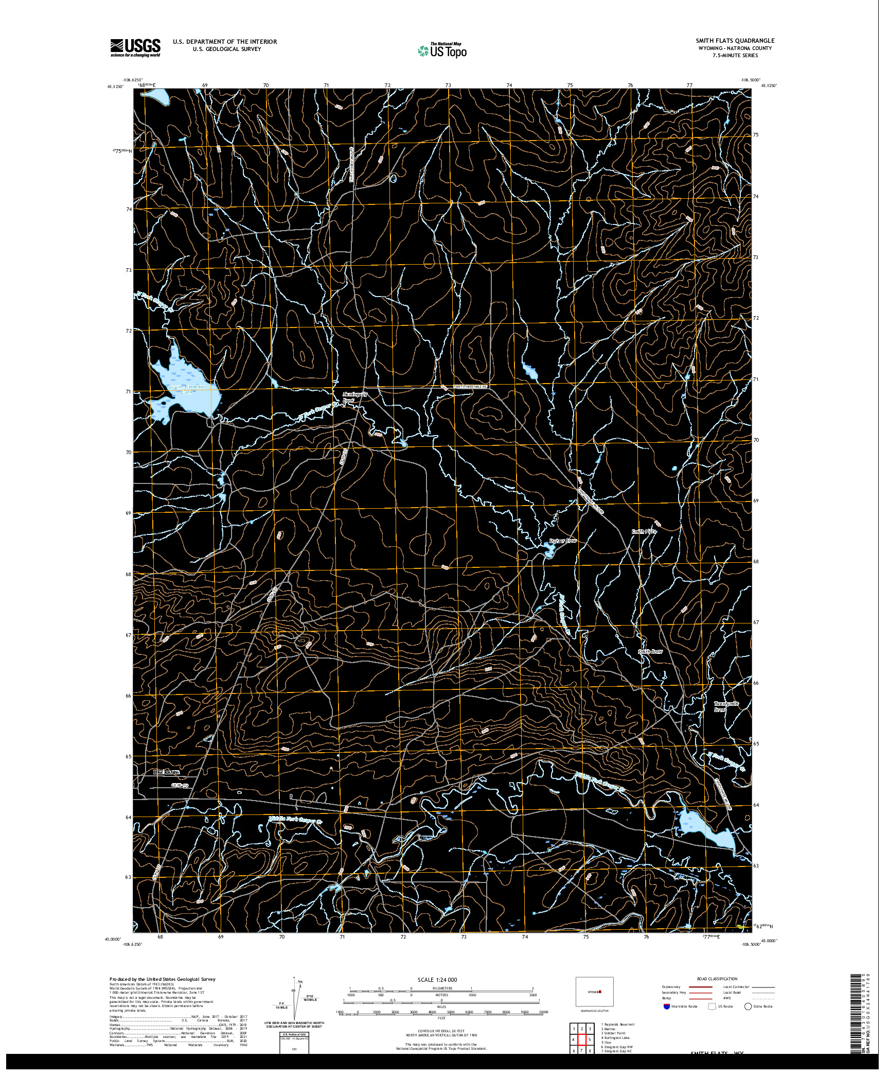 USGS US TOPO 7.5-MINUTE MAP FOR SMITH FLATS, WY 2021