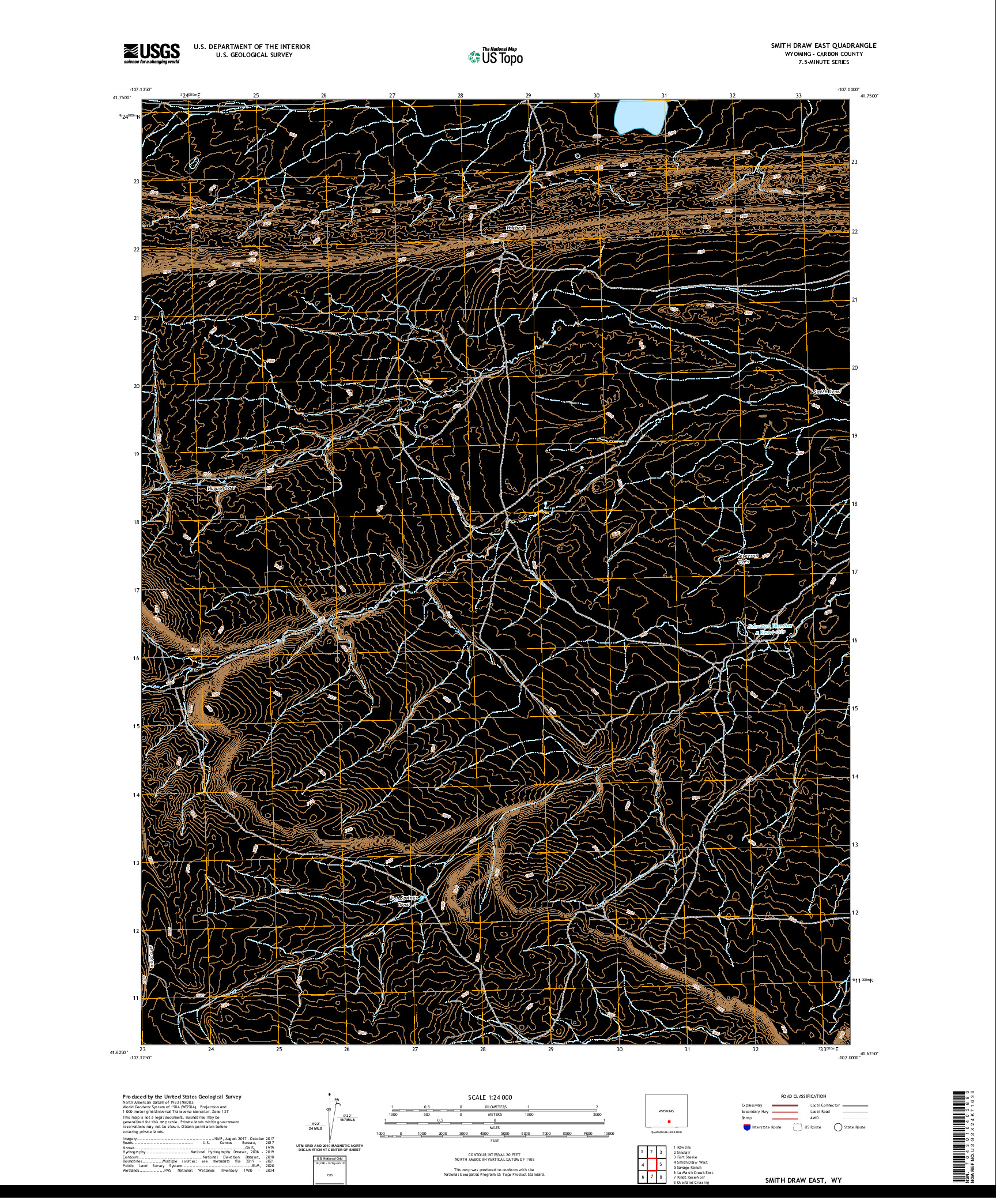 USGS US TOPO 7.5-MINUTE MAP FOR SMITH DRAW EAST, WY 2021