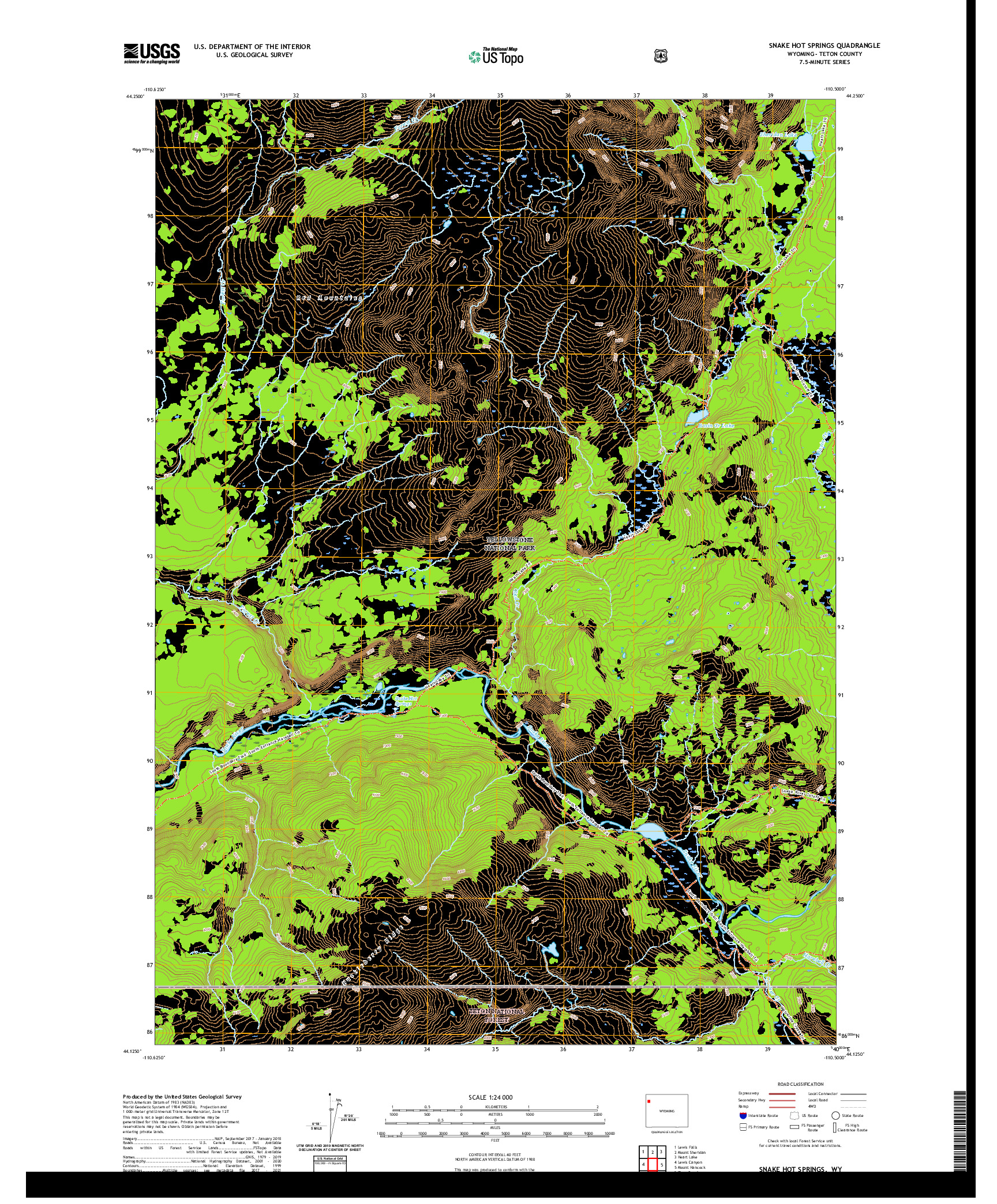 USGS US TOPO 7.5-MINUTE MAP FOR SNAKE HOT SPRINGS, WY 2021
