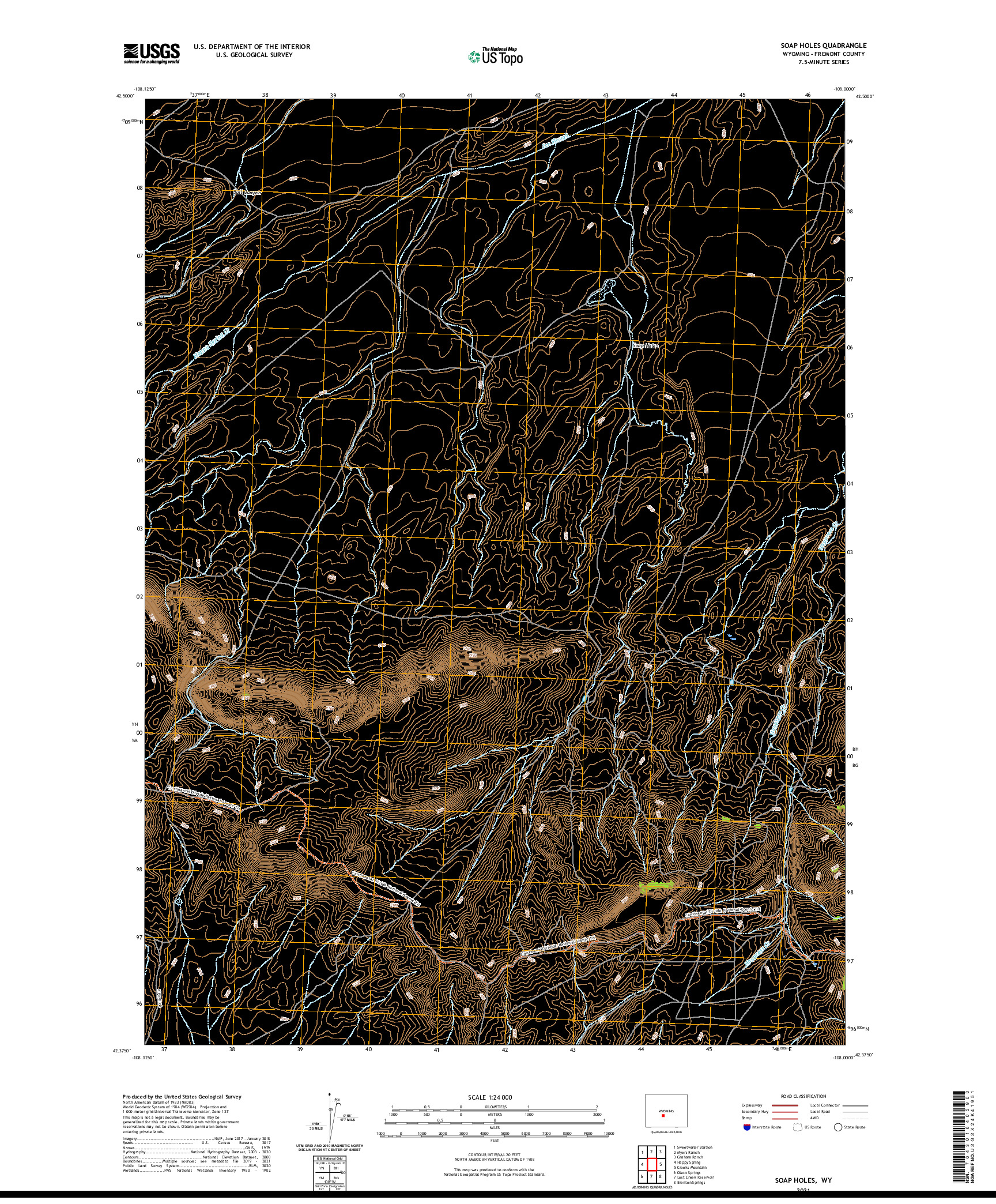 USGS US TOPO 7.5-MINUTE MAP FOR SOAP HOLES, WY 2021