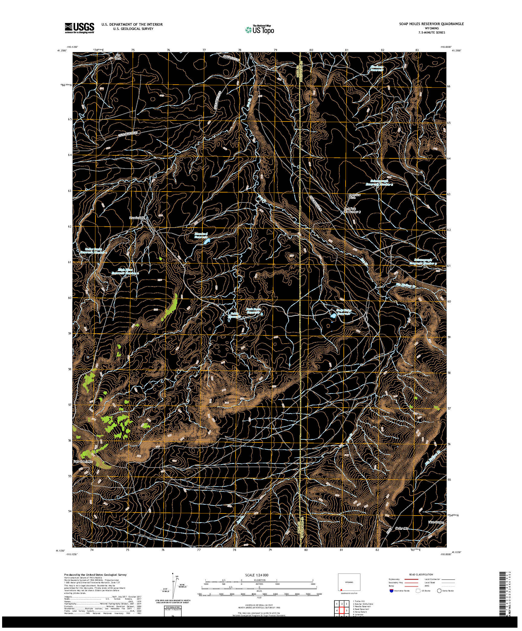 USGS US TOPO 7.5-MINUTE MAP FOR SOAP HOLES RESERVOIR, WY 2021