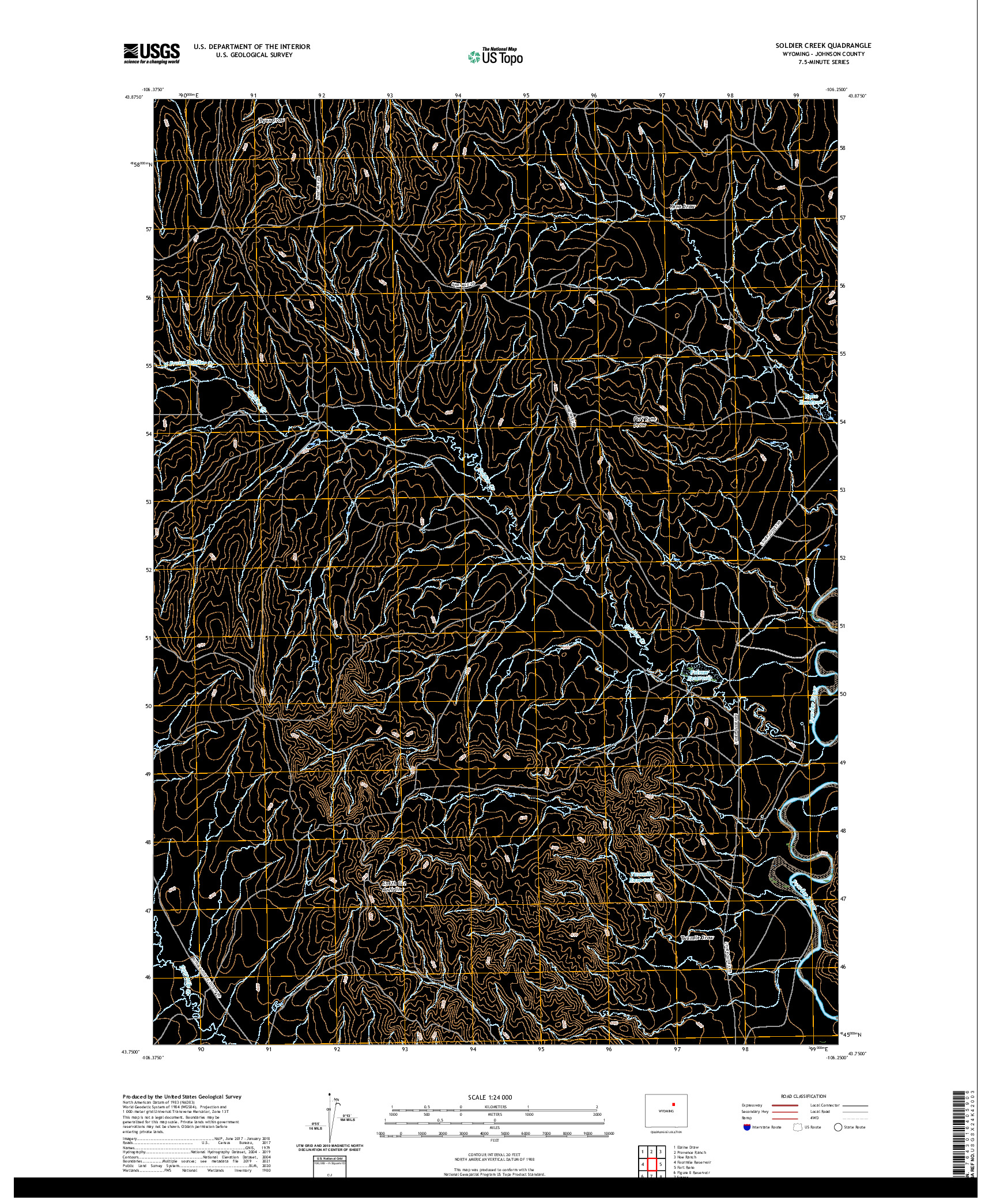 USGS US TOPO 7.5-MINUTE MAP FOR SOLDIER CREEK, WY 2021