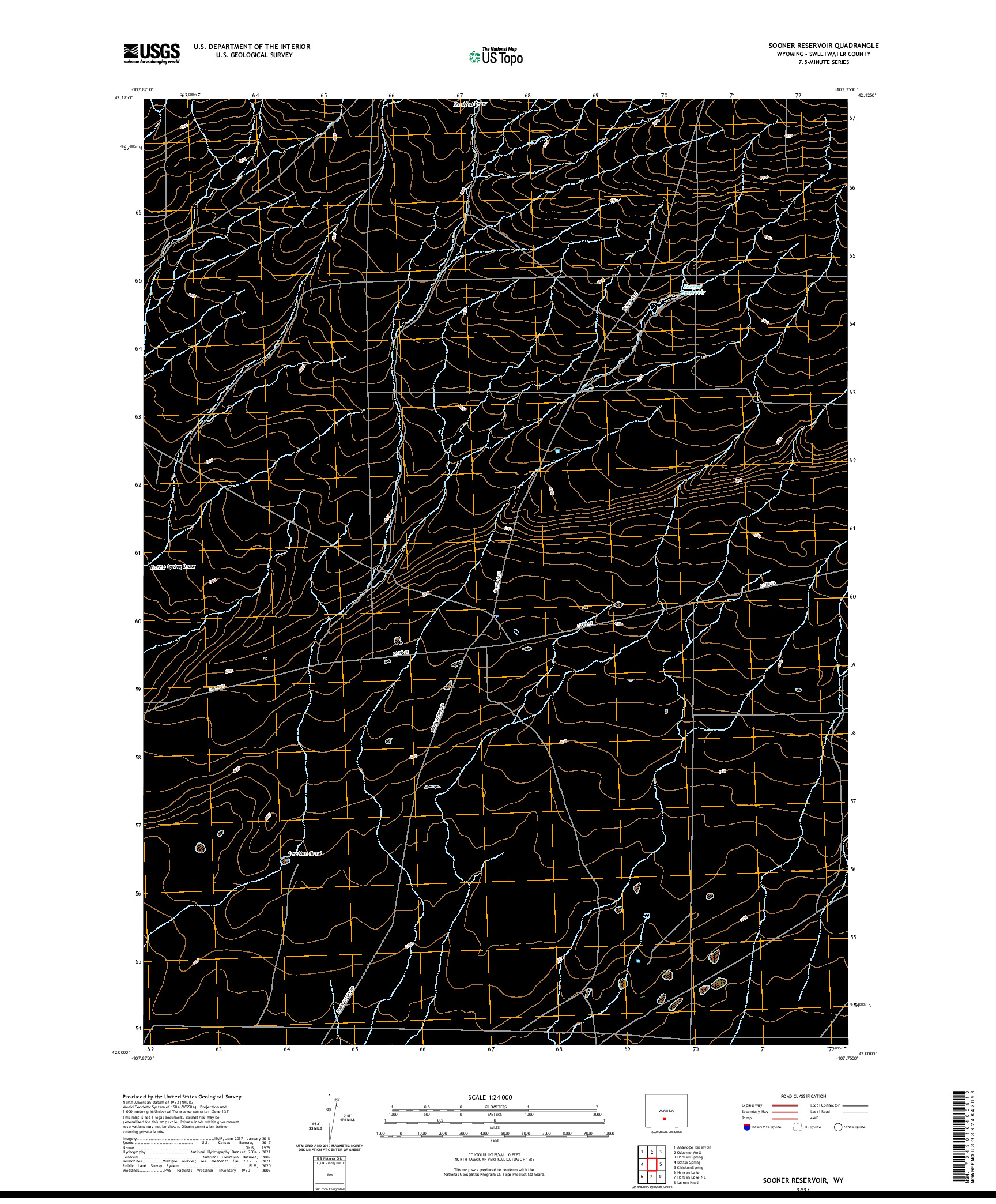 USGS US TOPO 7.5-MINUTE MAP FOR SOONER RESERVOIR, WY 2021
