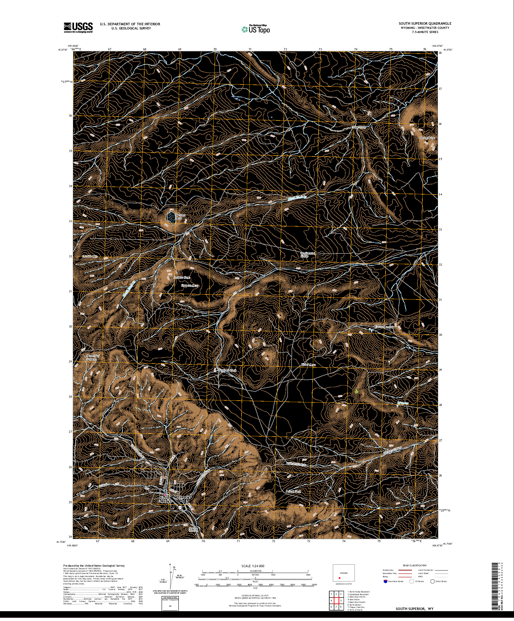USGS US TOPO 7.5-MINUTE MAP FOR SOUTH SUPERIOR, WY 2021