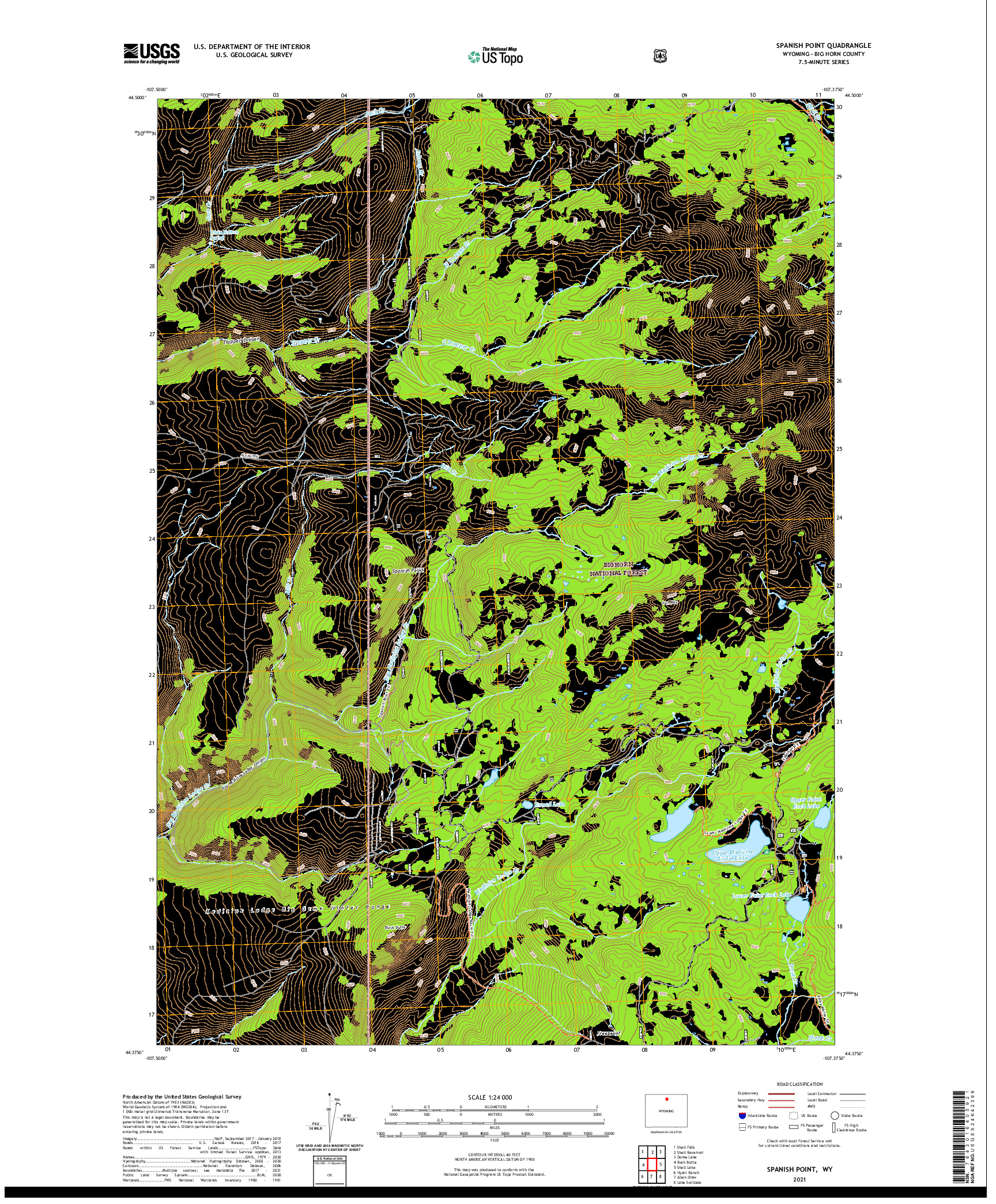 USGS US TOPO 7.5-MINUTE MAP FOR SPANISH POINT, WY 2021