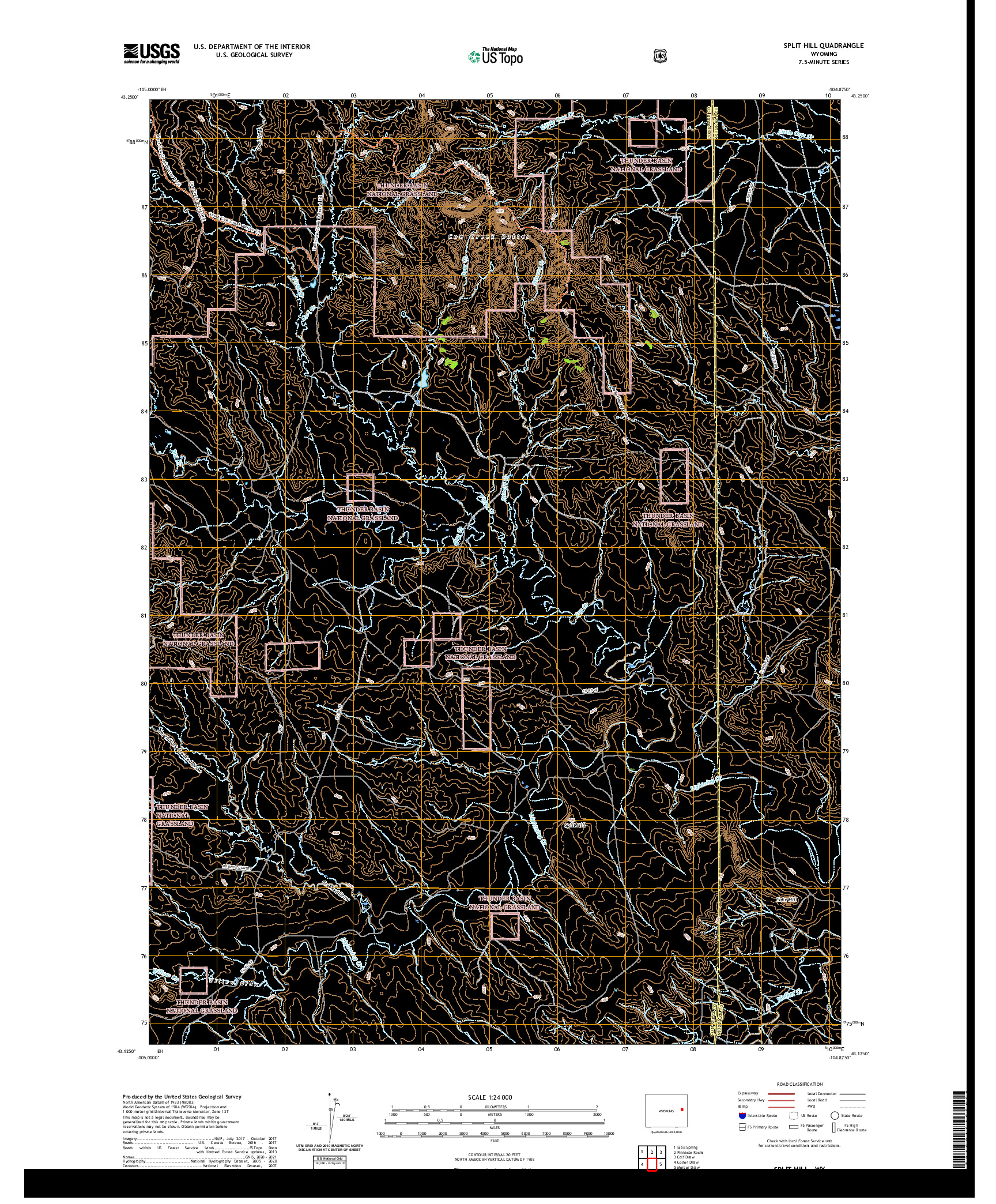 USGS US TOPO 7.5-MINUTE MAP FOR SPLIT HILL, WY 2021