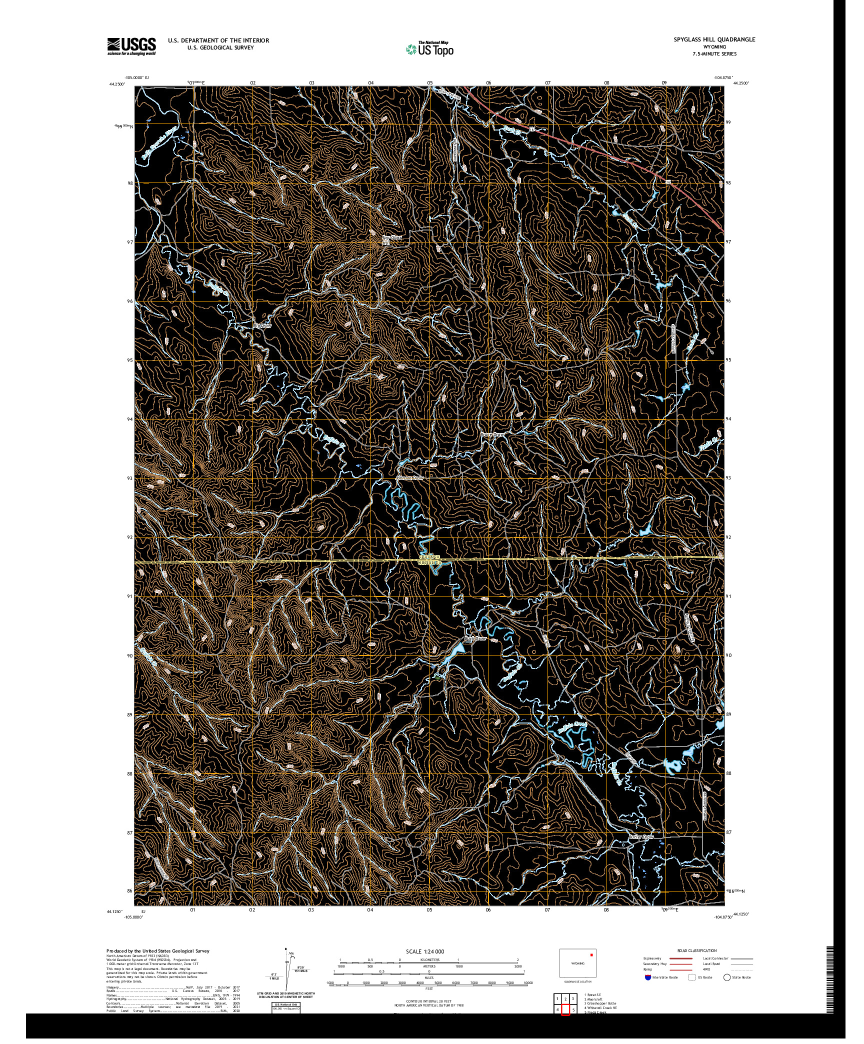 USGS US TOPO 7.5-MINUTE MAP FOR SPYGLASS HILL, WY 2021