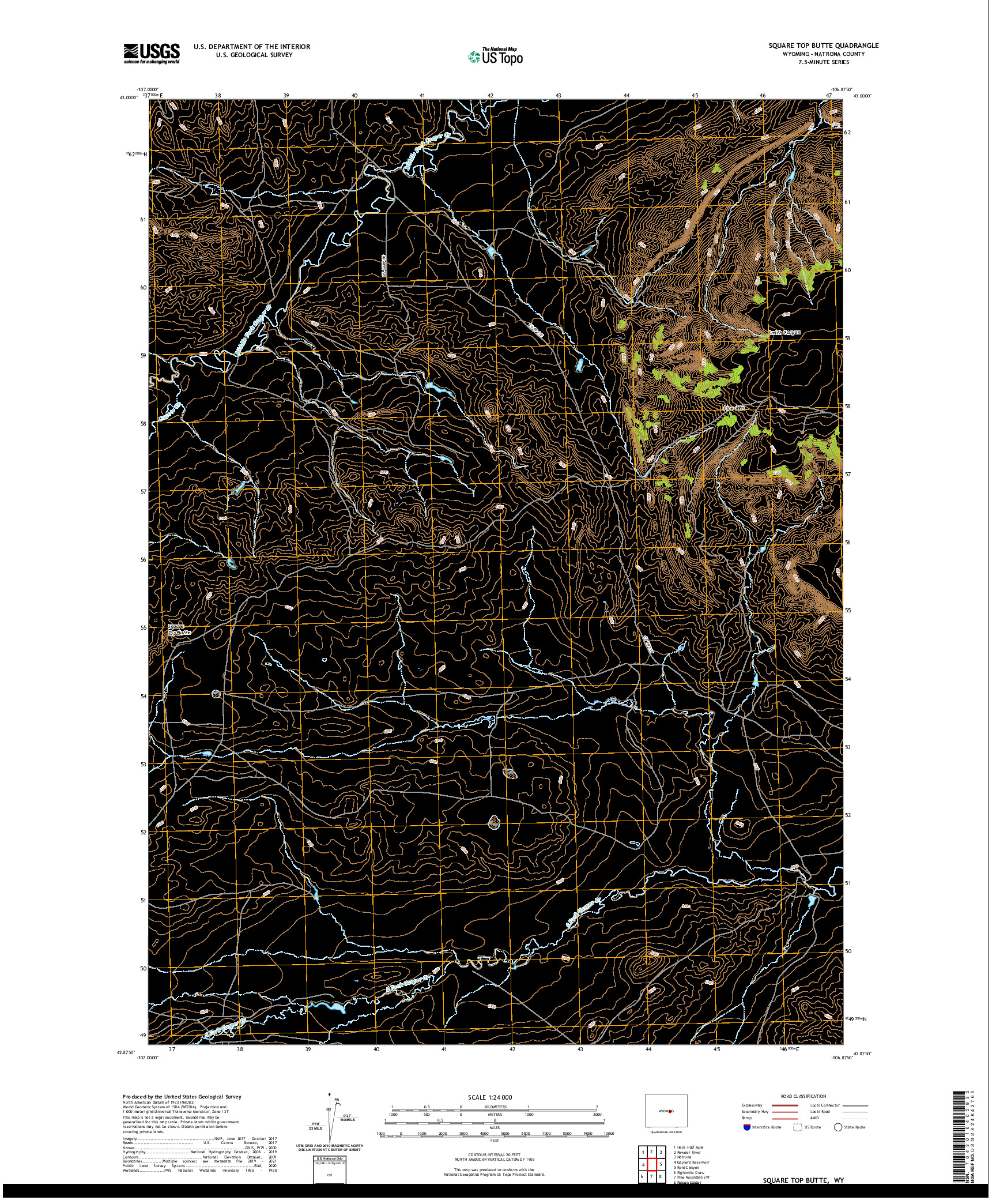 USGS US TOPO 7.5-MINUTE MAP FOR SQUARE TOP BUTTE, WY 2021