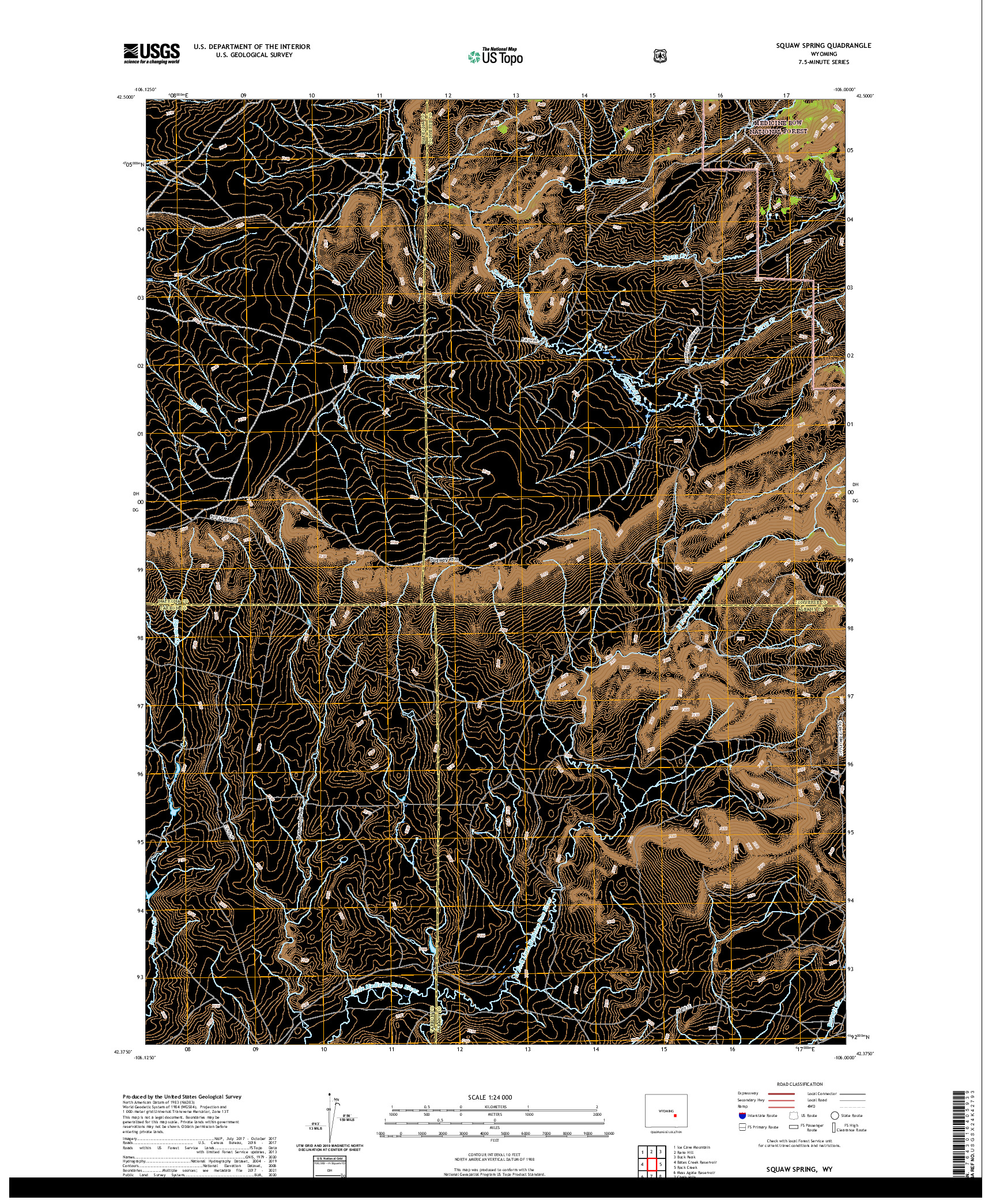 USGS US TOPO 7.5-MINUTE MAP FOR SQUAW SPRING, WY 2021