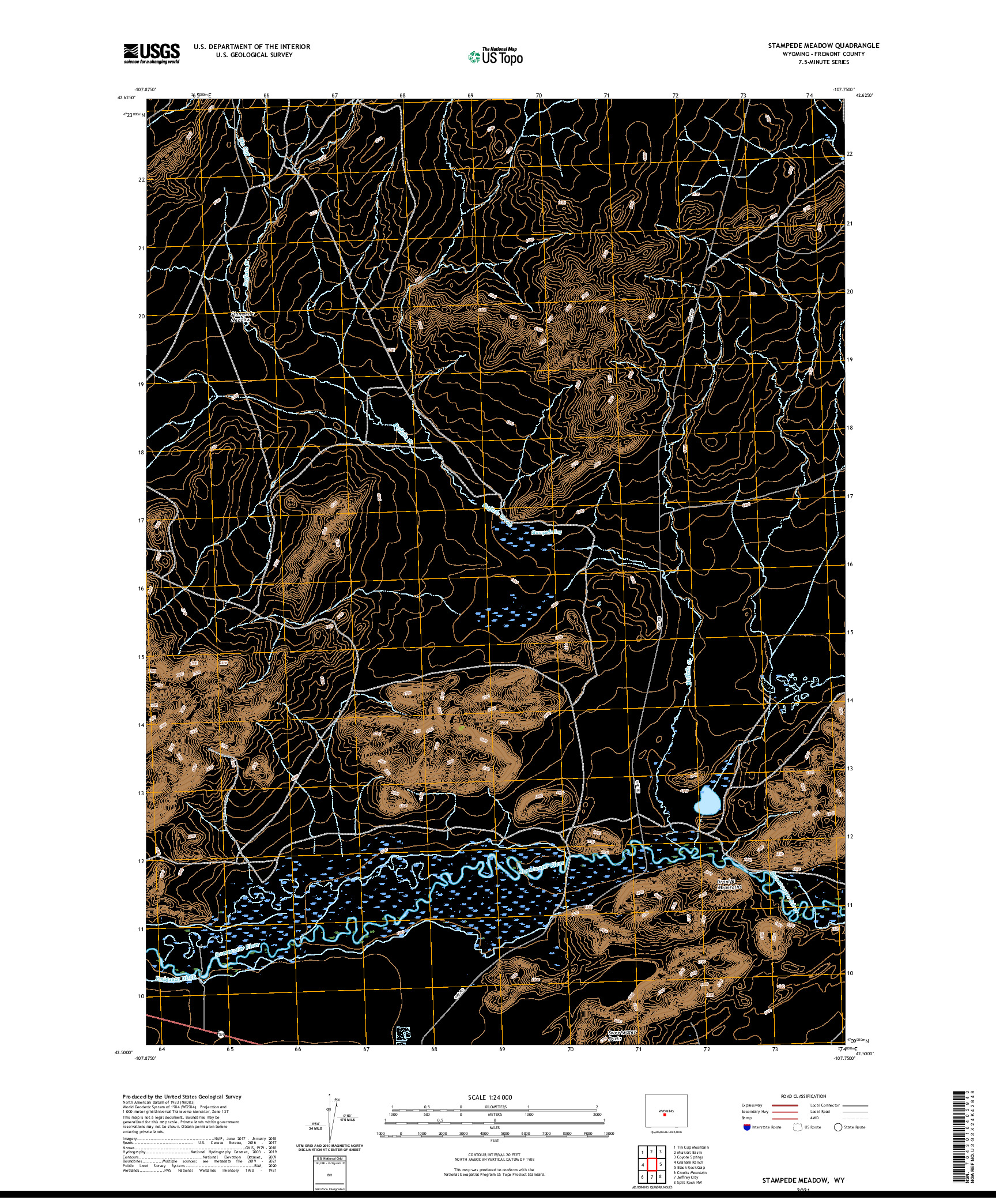 USGS US TOPO 7.5-MINUTE MAP FOR STAMPEDE MEADOW, WY 2021