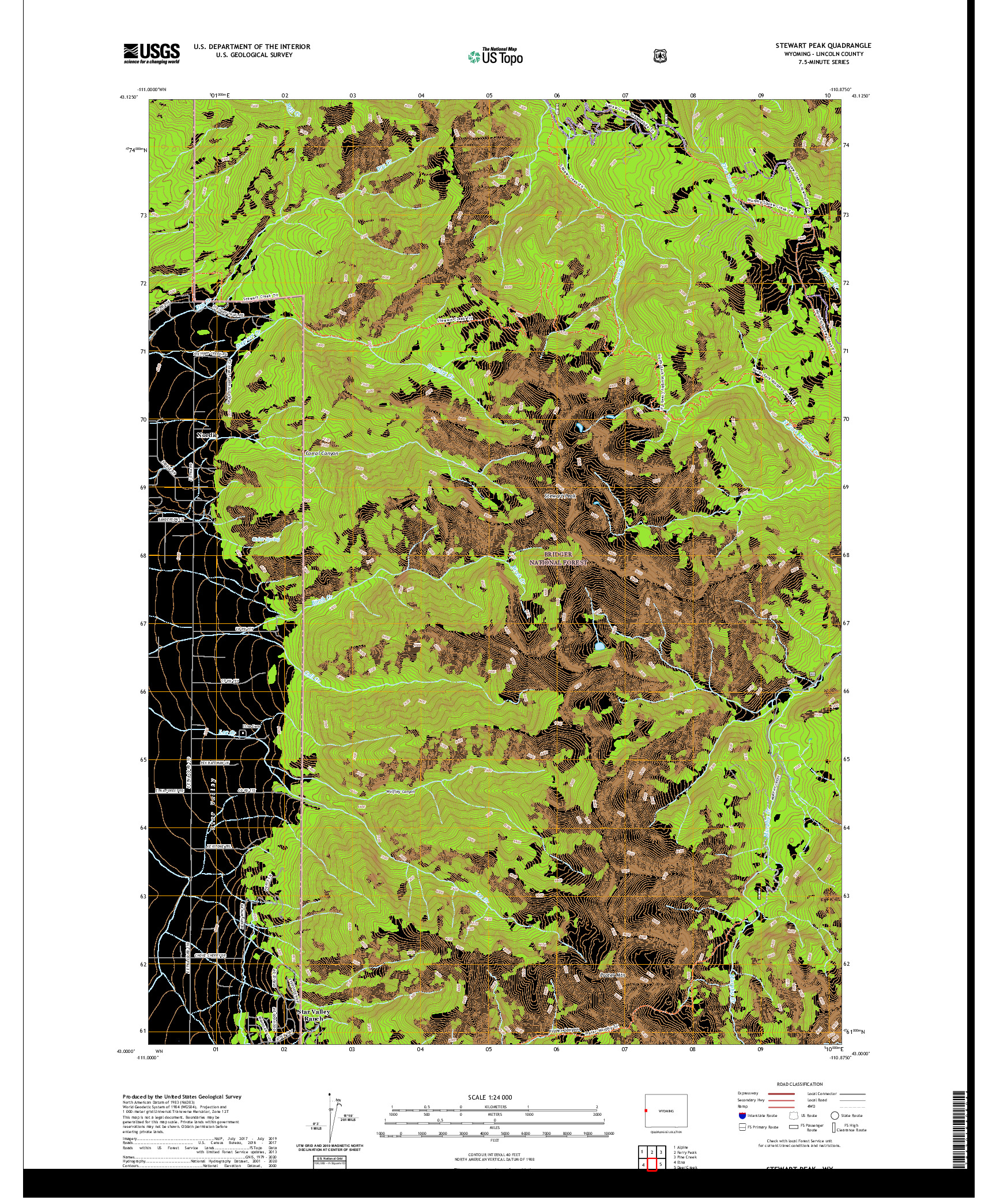 USGS US TOPO 7.5-MINUTE MAP FOR STEWART PEAK, WY 2021