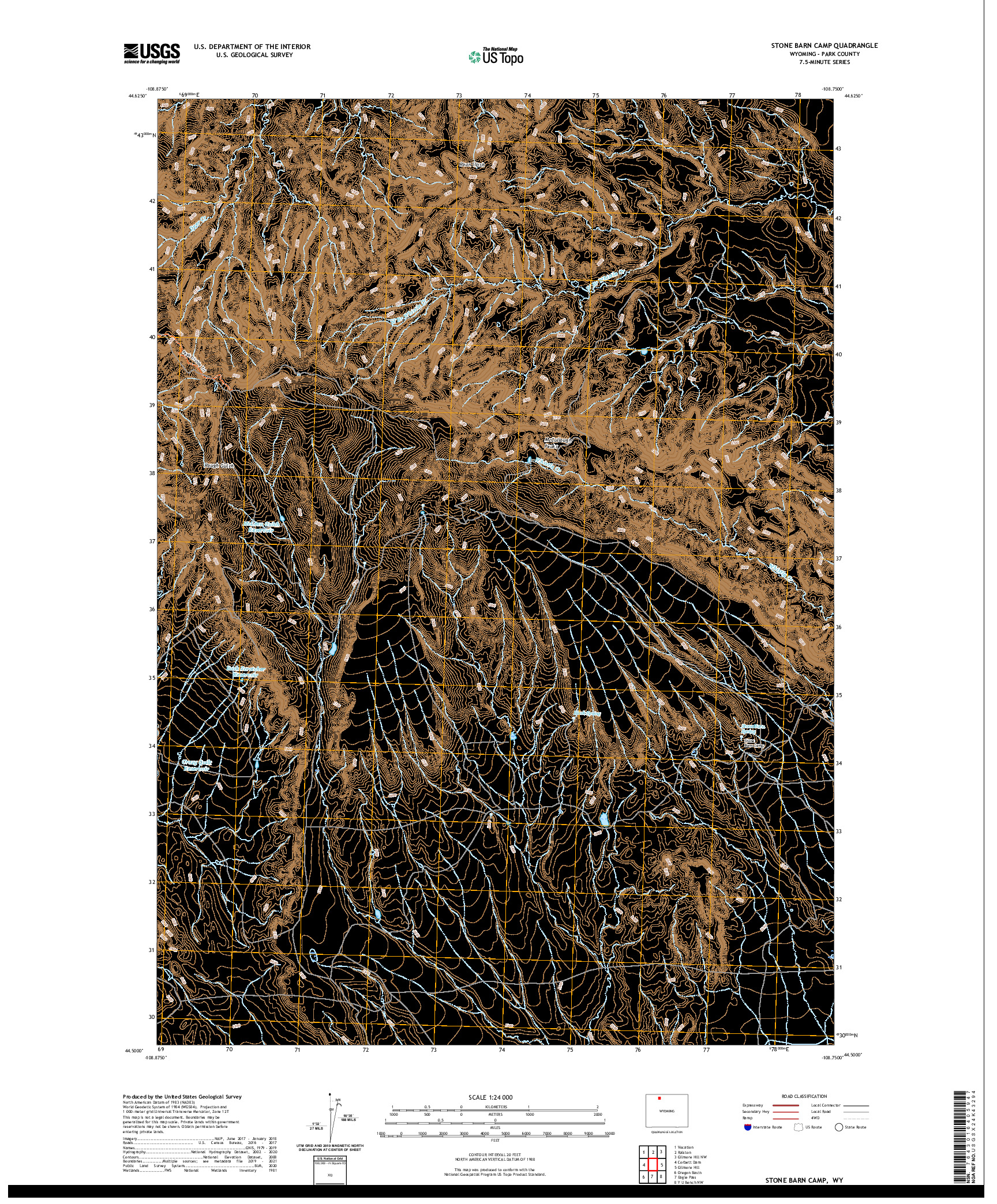 USGS US TOPO 7.5-MINUTE MAP FOR STONE BARN CAMP, WY 2021