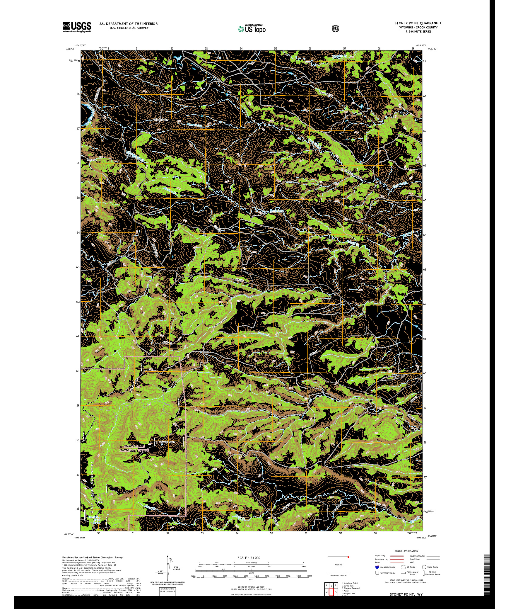 USGS US TOPO 7.5-MINUTE MAP FOR STONEY POINT, WY 2021