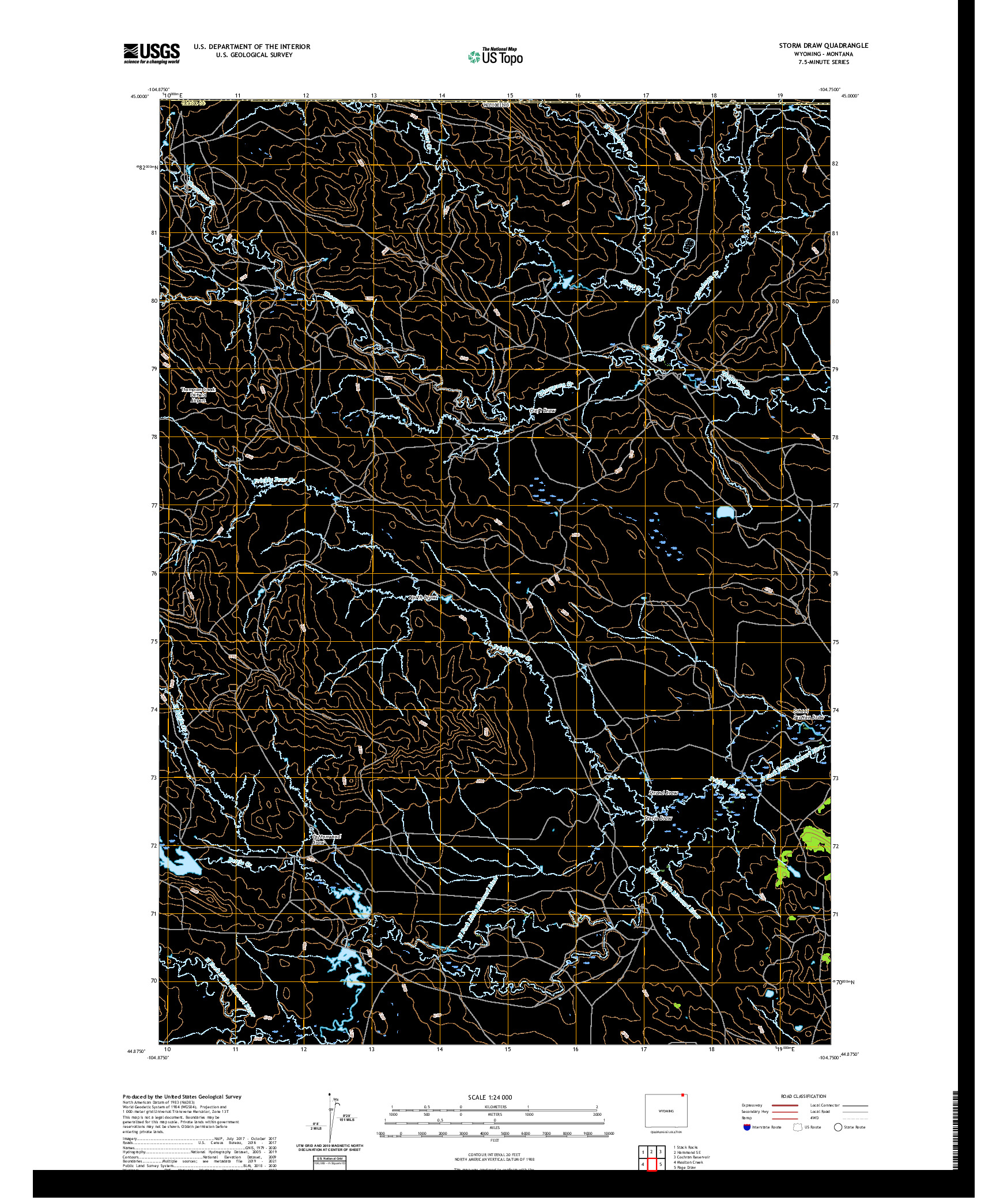 USGS US TOPO 7.5-MINUTE MAP FOR STORM DRAW, WY,MT 2021