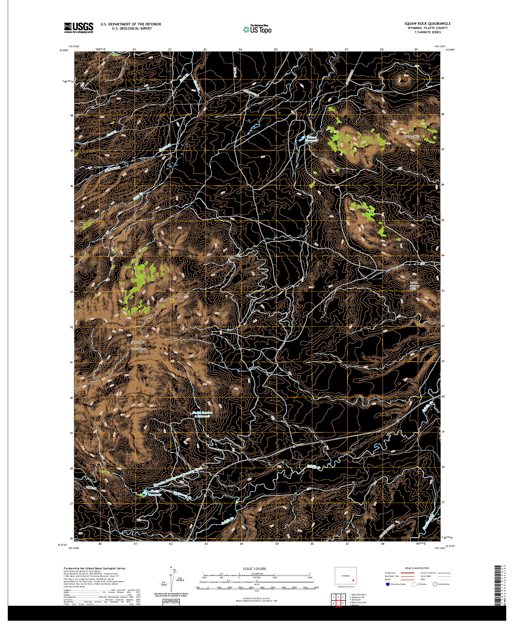 USGS US TOPO 7.5-MINUTE MAP FOR SQUAW ROCK, WY 2021