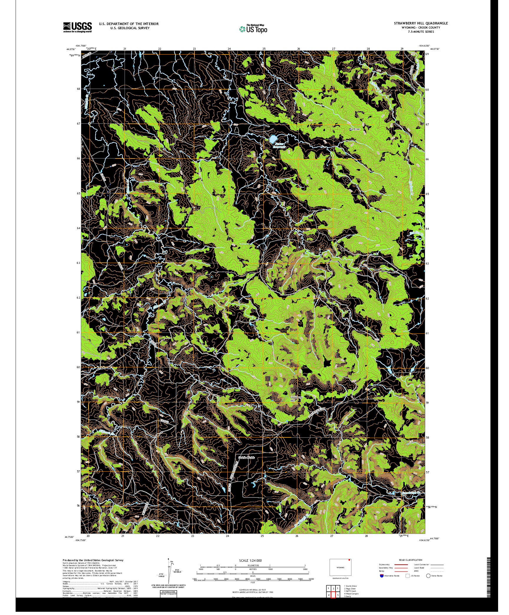 USGS US TOPO 7.5-MINUTE MAP FOR STRAWBERRY HILL, WY 2021