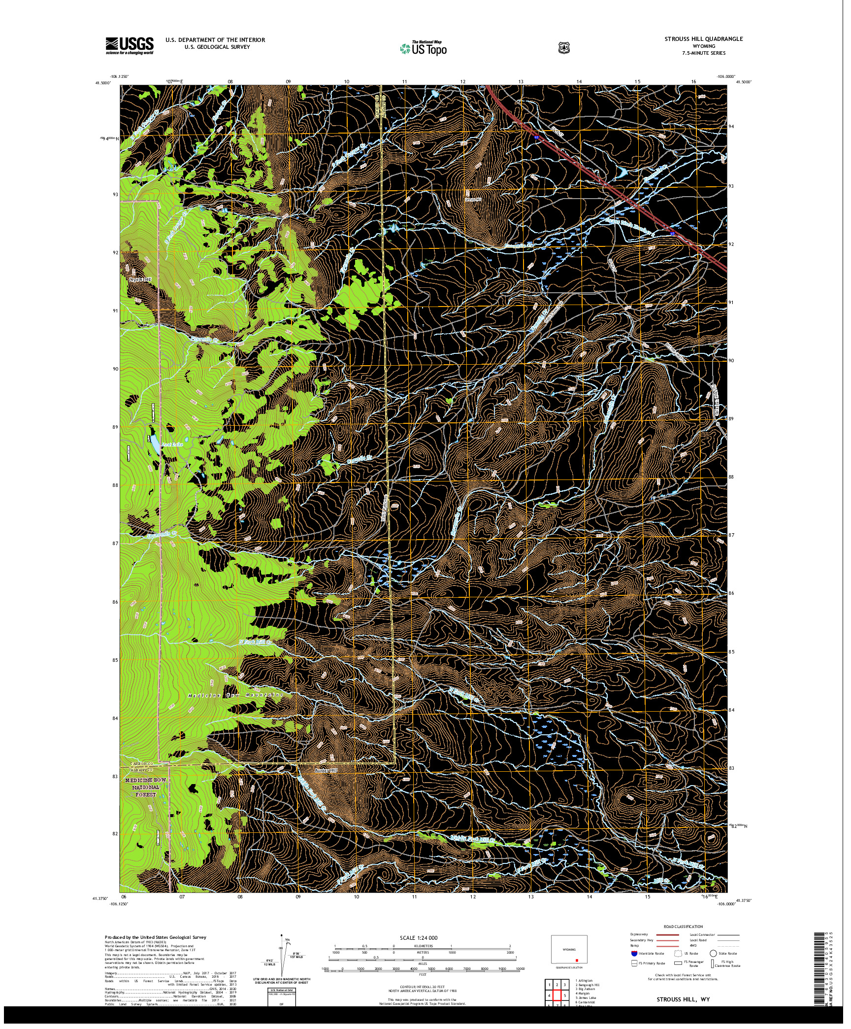 USGS US TOPO 7.5-MINUTE MAP FOR STROUSS HILL, WY 2021