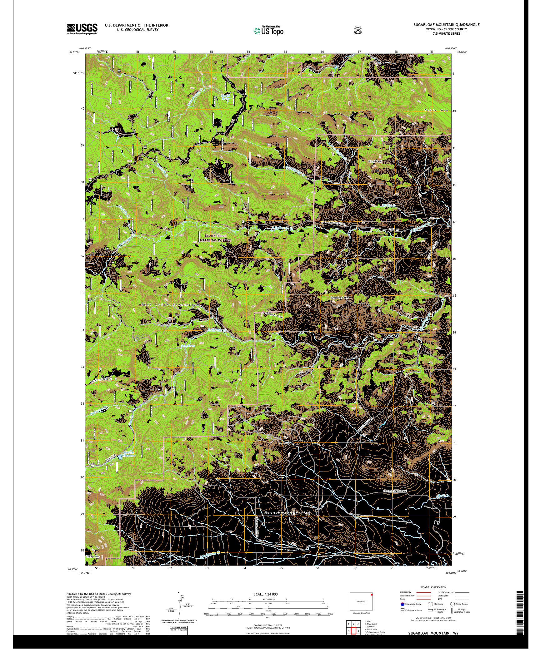 USGS US TOPO 7.5-MINUTE MAP FOR SUGARLOAF MOUNTAIN, WY 2021