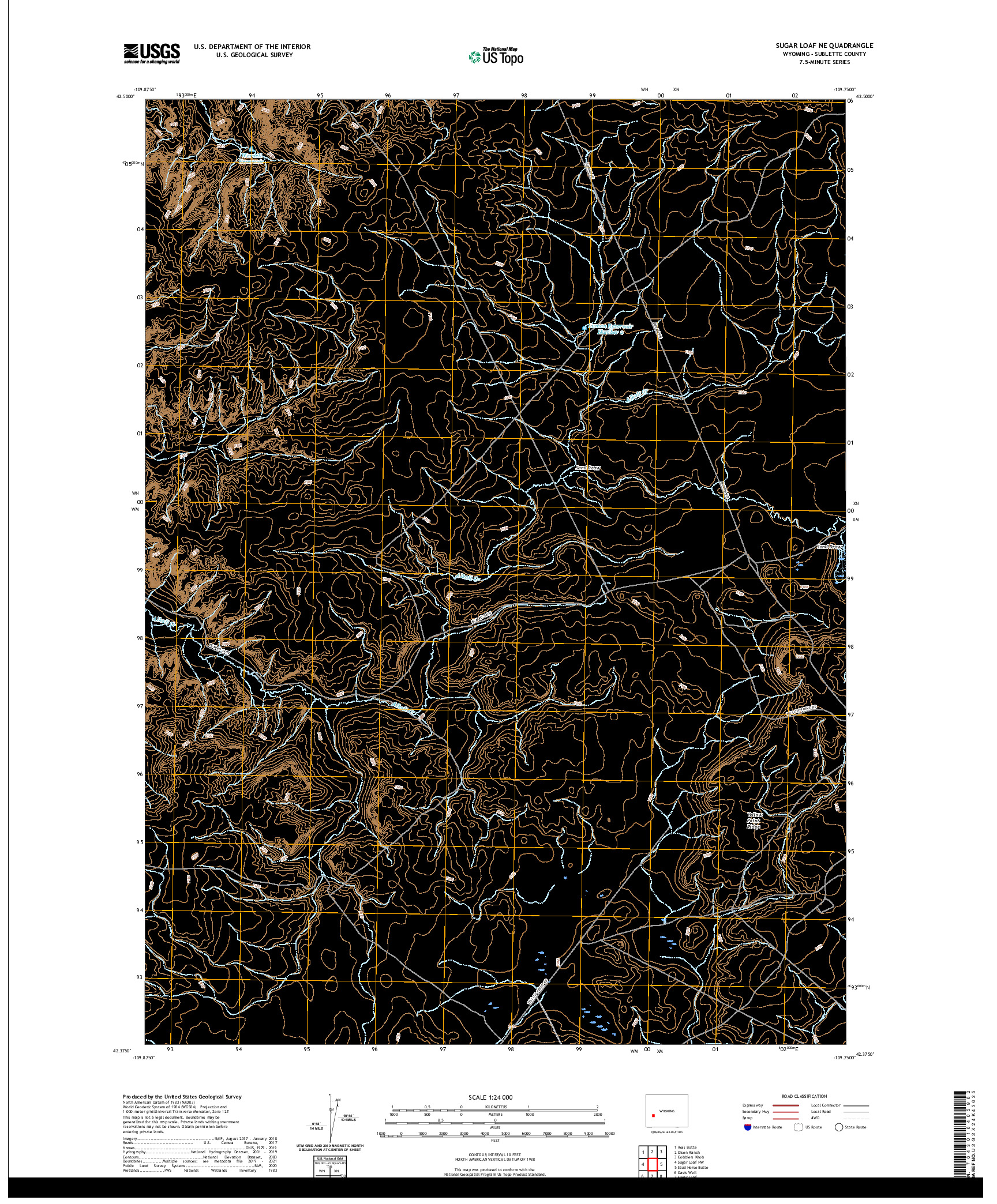 USGS US TOPO 7.5-MINUTE MAP FOR SUGAR LOAF NE, WY 2021