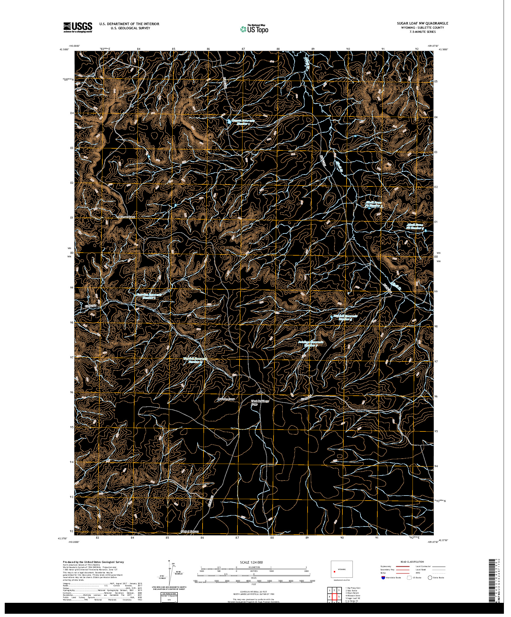 USGS US TOPO 7.5-MINUTE MAP FOR SUGAR LOAF NW, WY 2021