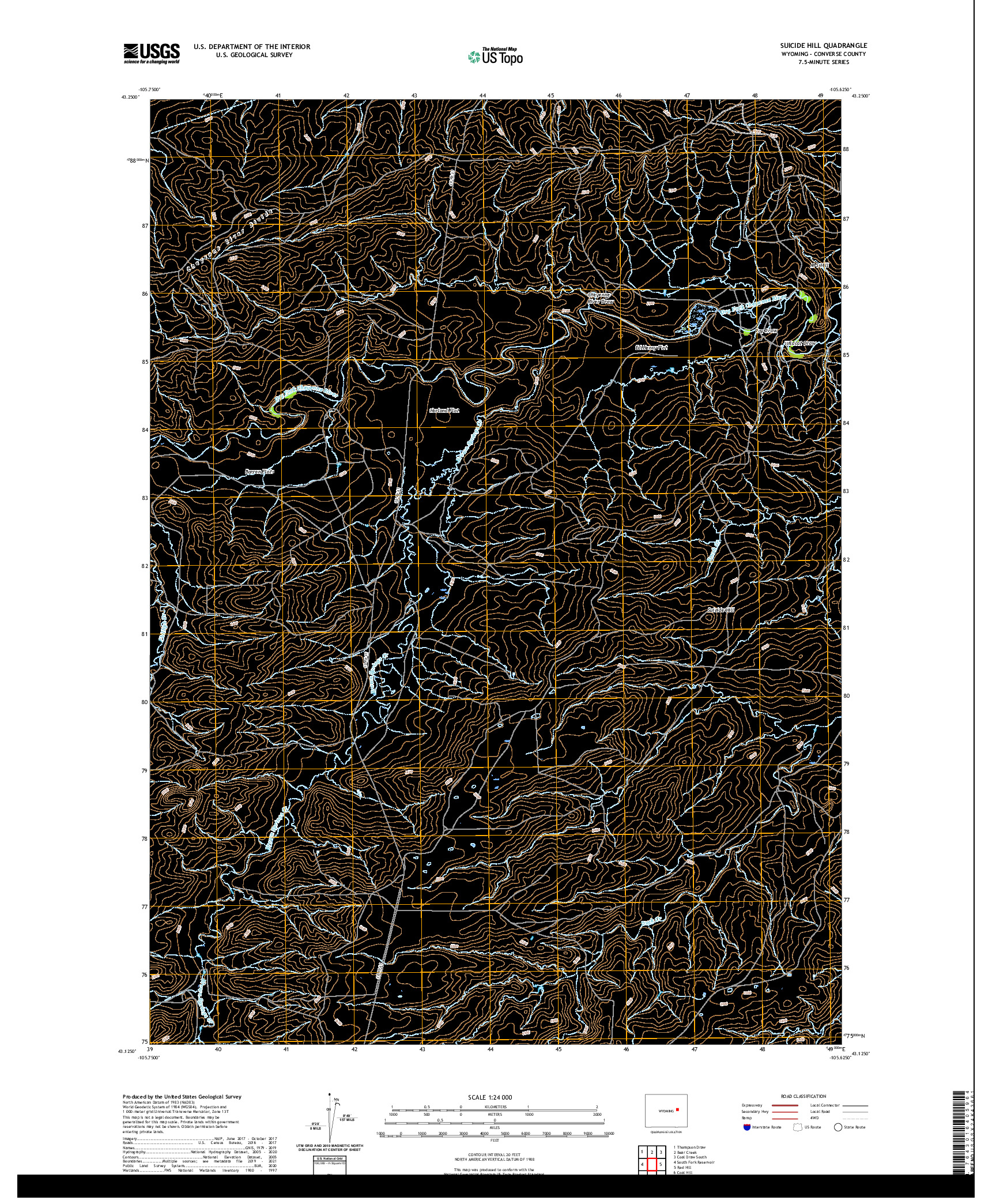 USGS US TOPO 7.5-MINUTE MAP FOR SUICIDE HILL, WY 2021