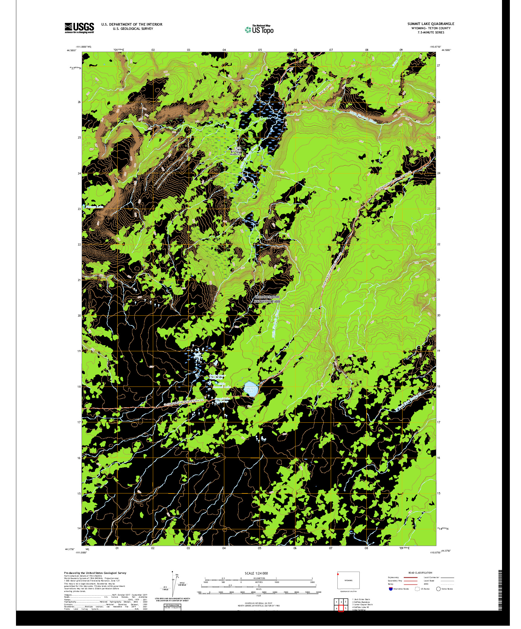 USGS US TOPO 7.5-MINUTE MAP FOR SUMMIT LAKE, WY 2021