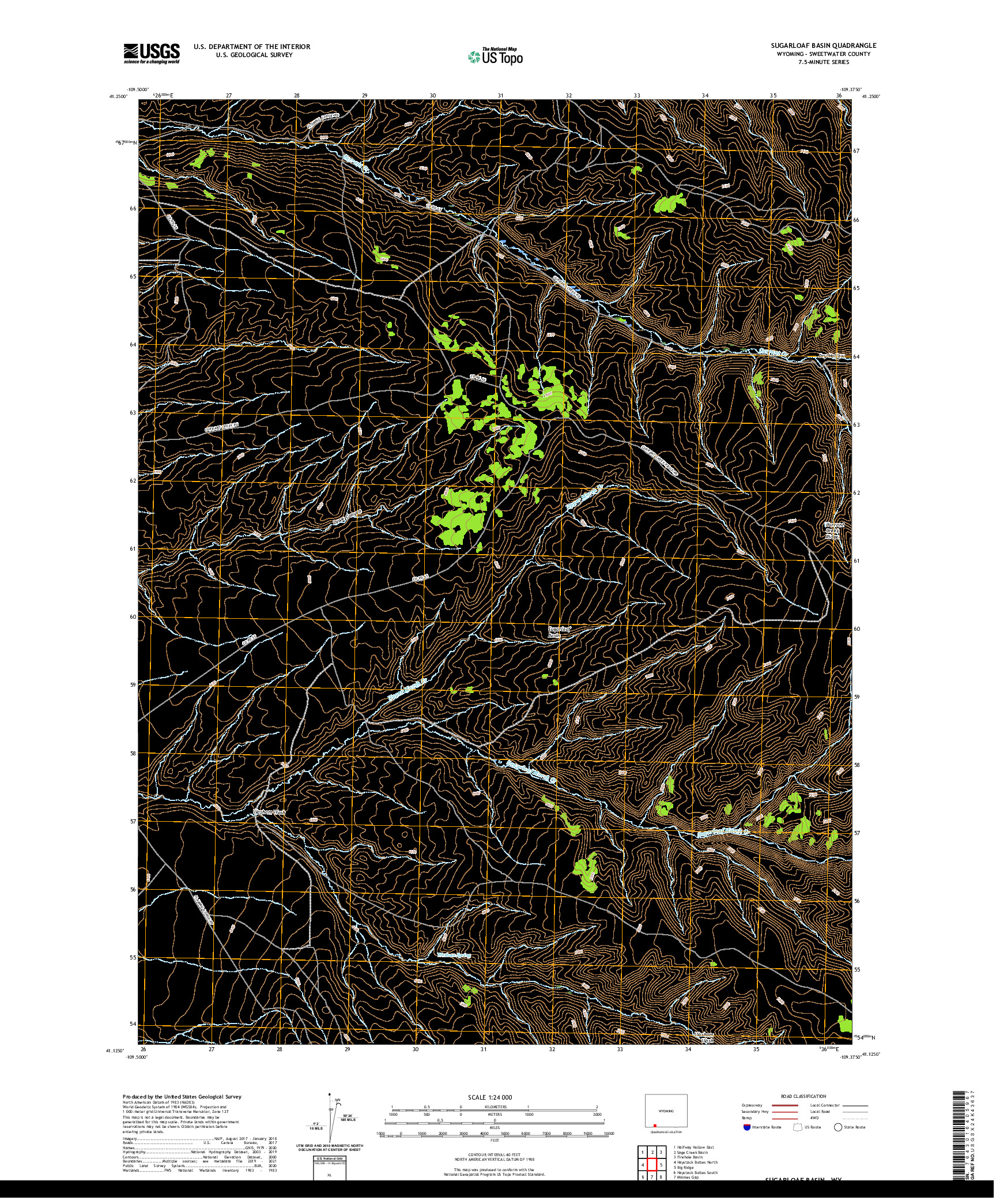 USGS US TOPO 7.5-MINUTE MAP FOR SUGARLOAF BASIN, WY 2021