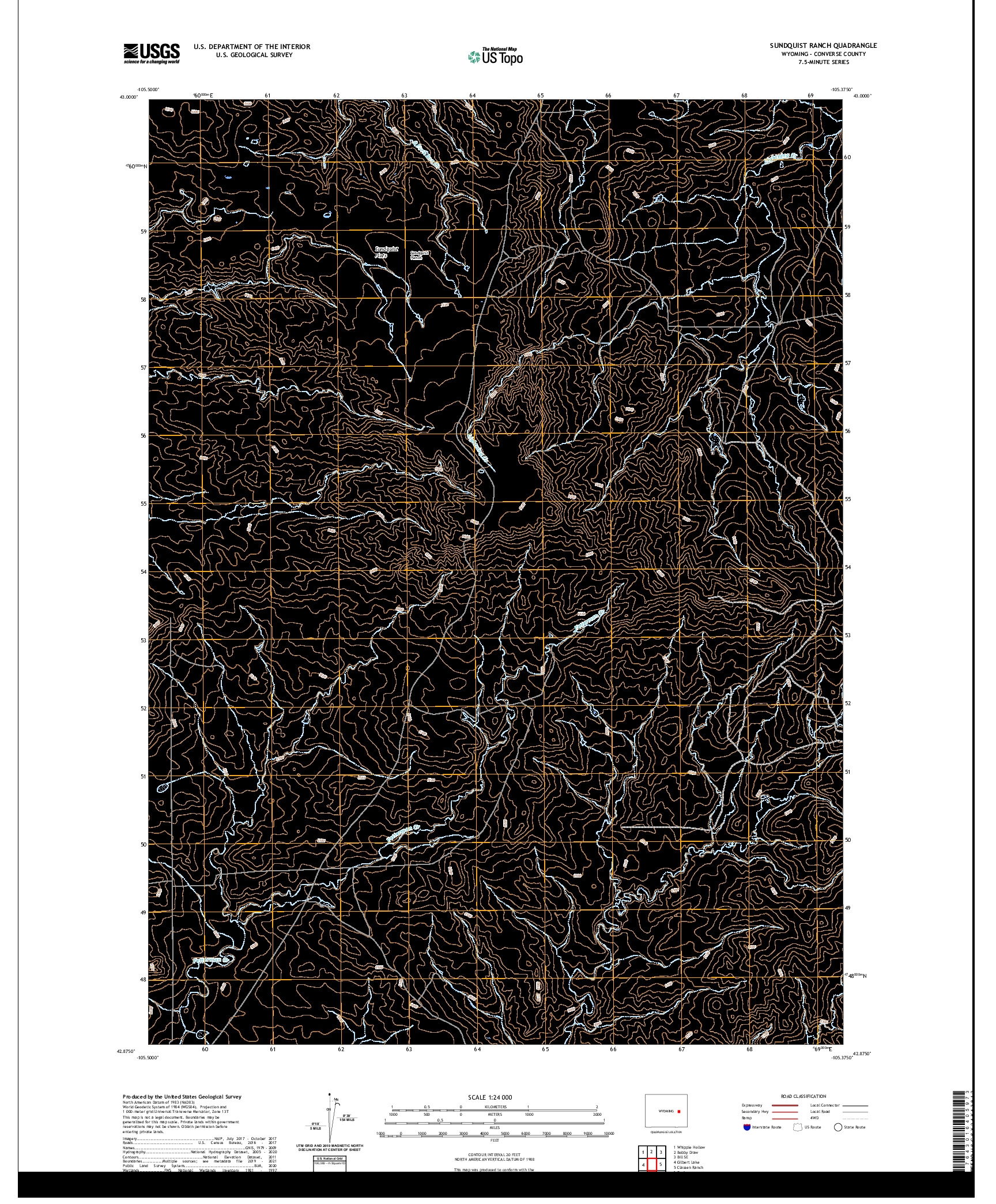 USGS US TOPO 7.5-MINUTE MAP FOR SUNDQUIST RANCH, WY 2021