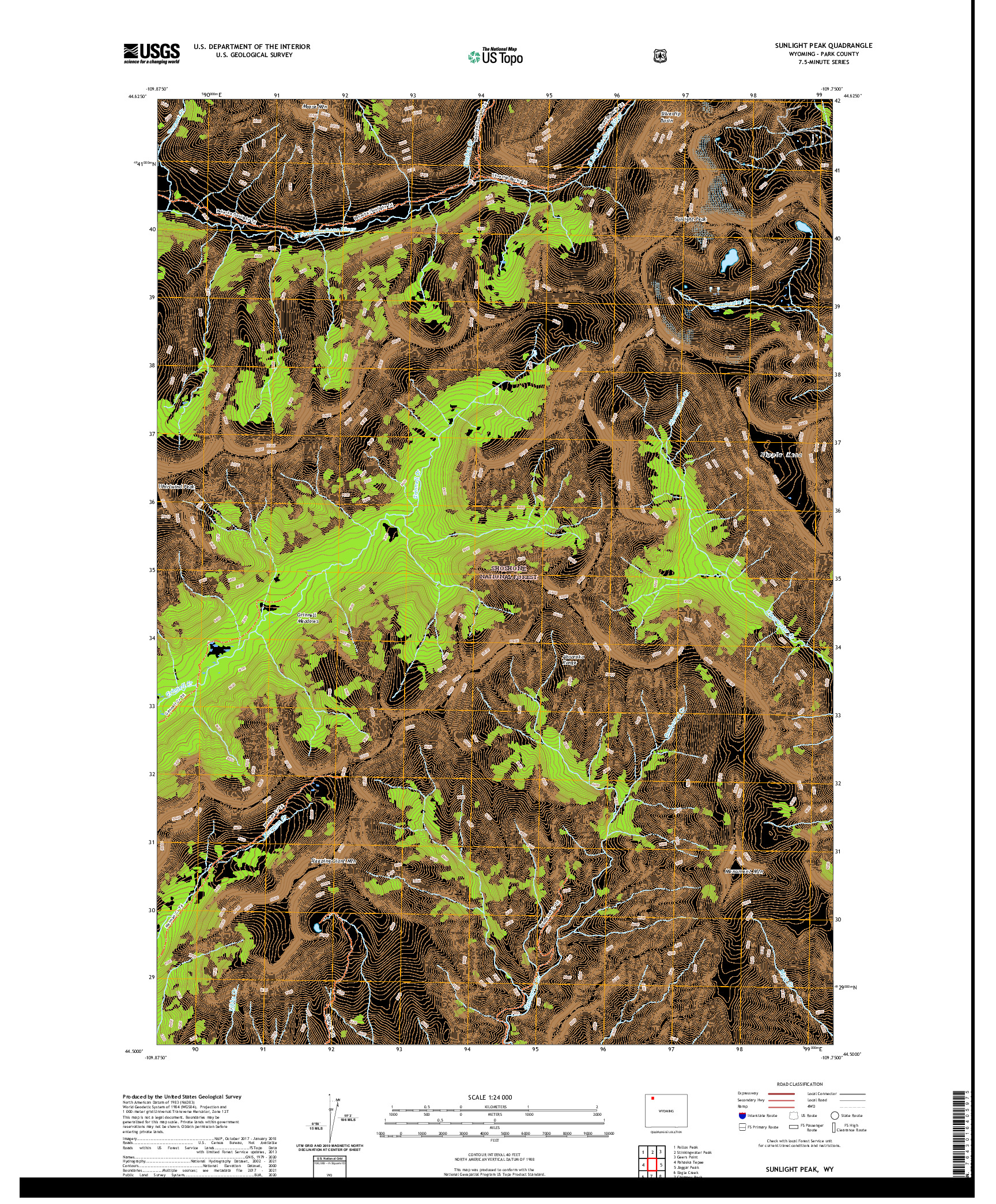 USGS US TOPO 7.5-MINUTE MAP FOR SUNLIGHT PEAK, WY 2021