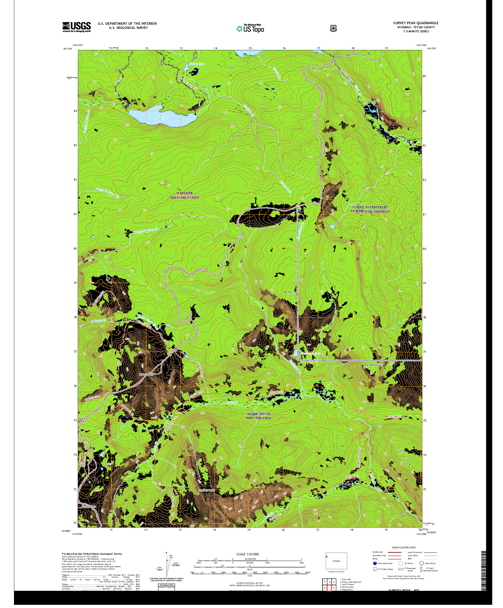 USGS US TOPO 7.5-MINUTE MAP FOR SURVEY PEAK, WY 2021