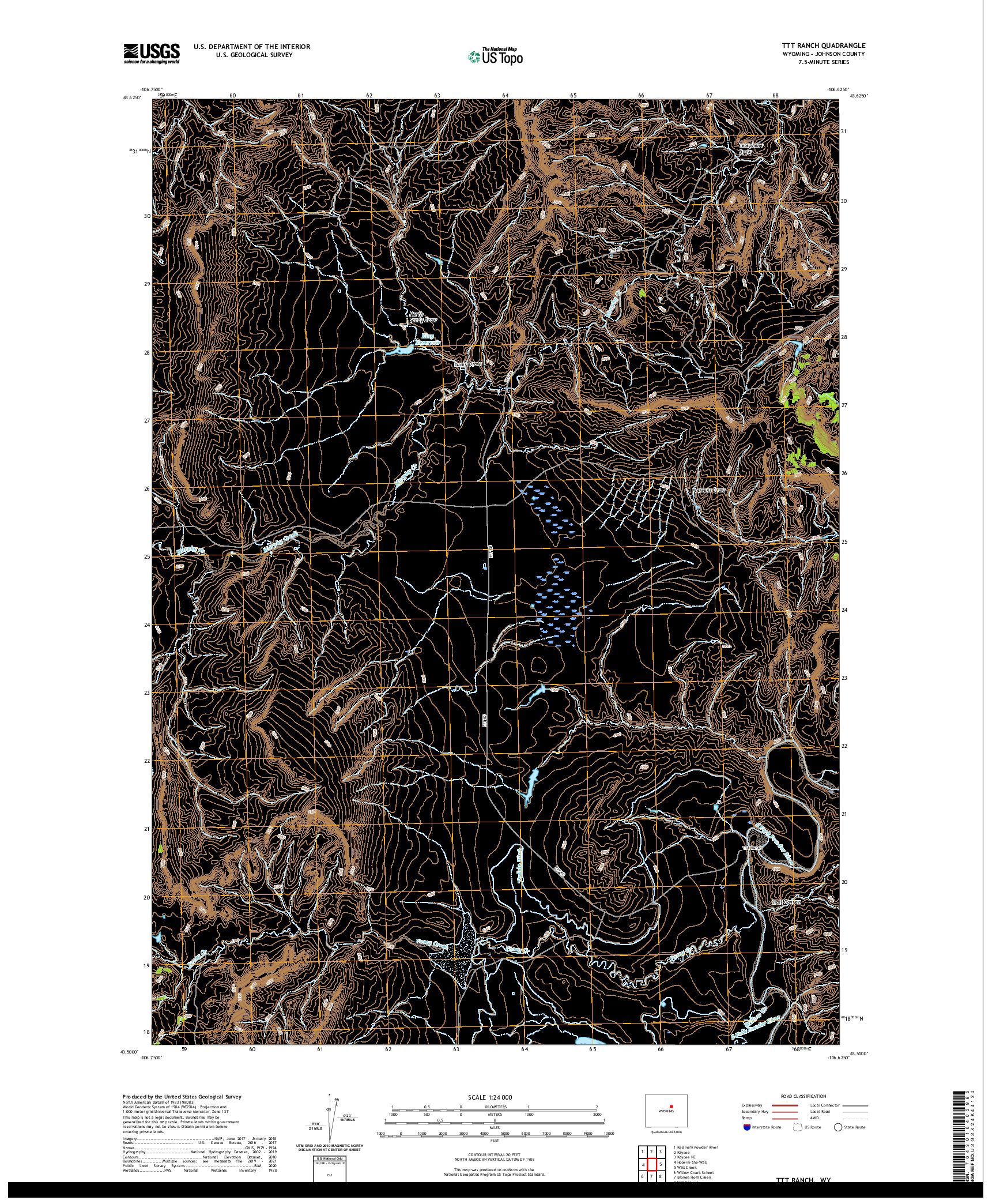 USGS US TOPO 7.5-MINUTE MAP FOR TTT RANCH, WY 2021