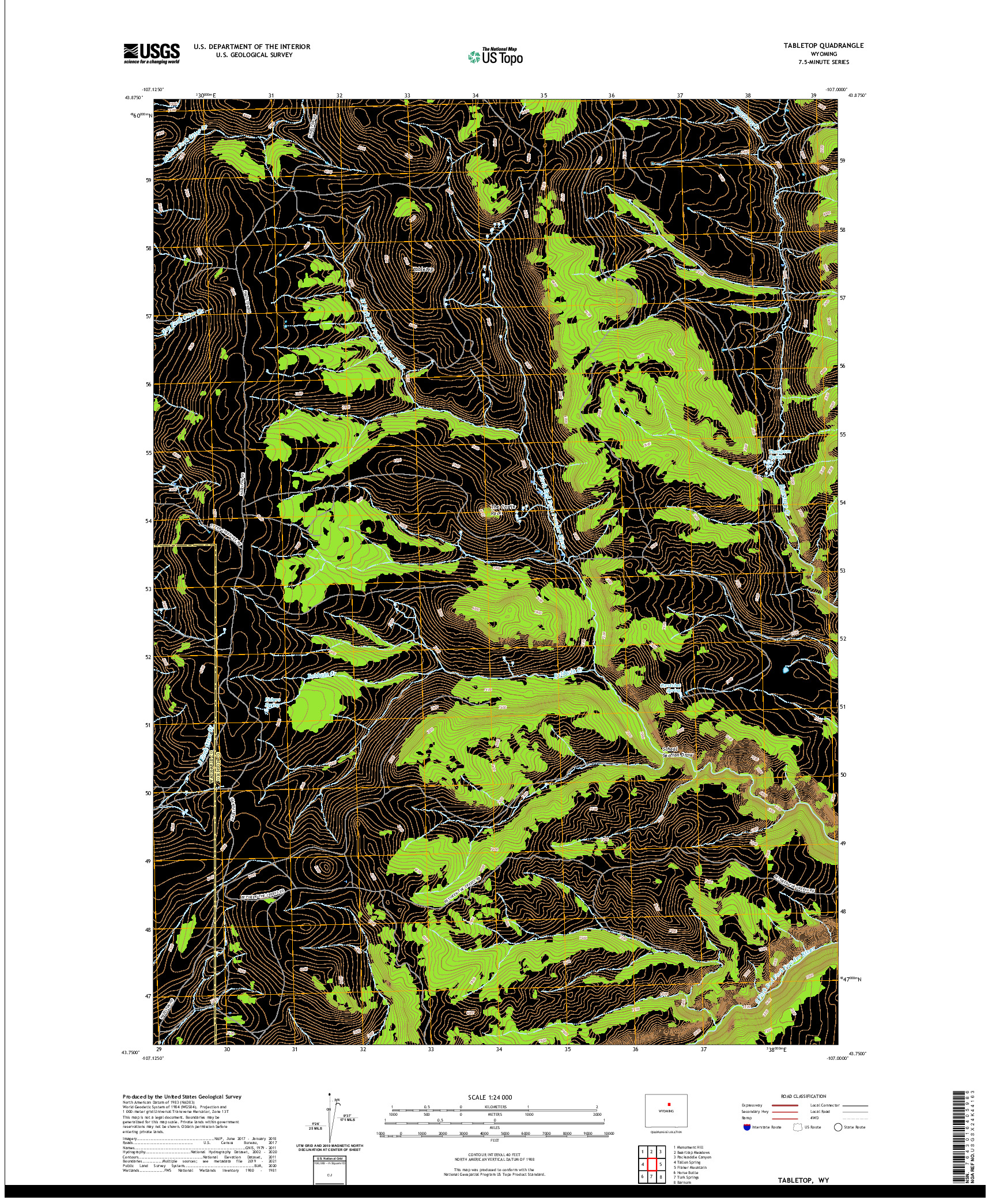 USGS US TOPO 7.5-MINUTE MAP FOR TABLETOP, WY 2021