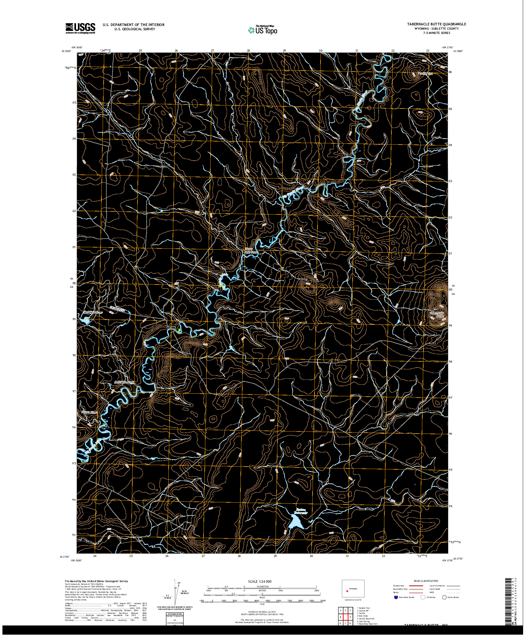 USGS US TOPO 7.5-MINUTE MAP FOR TABERNACLE BUTTE, WY 2021
