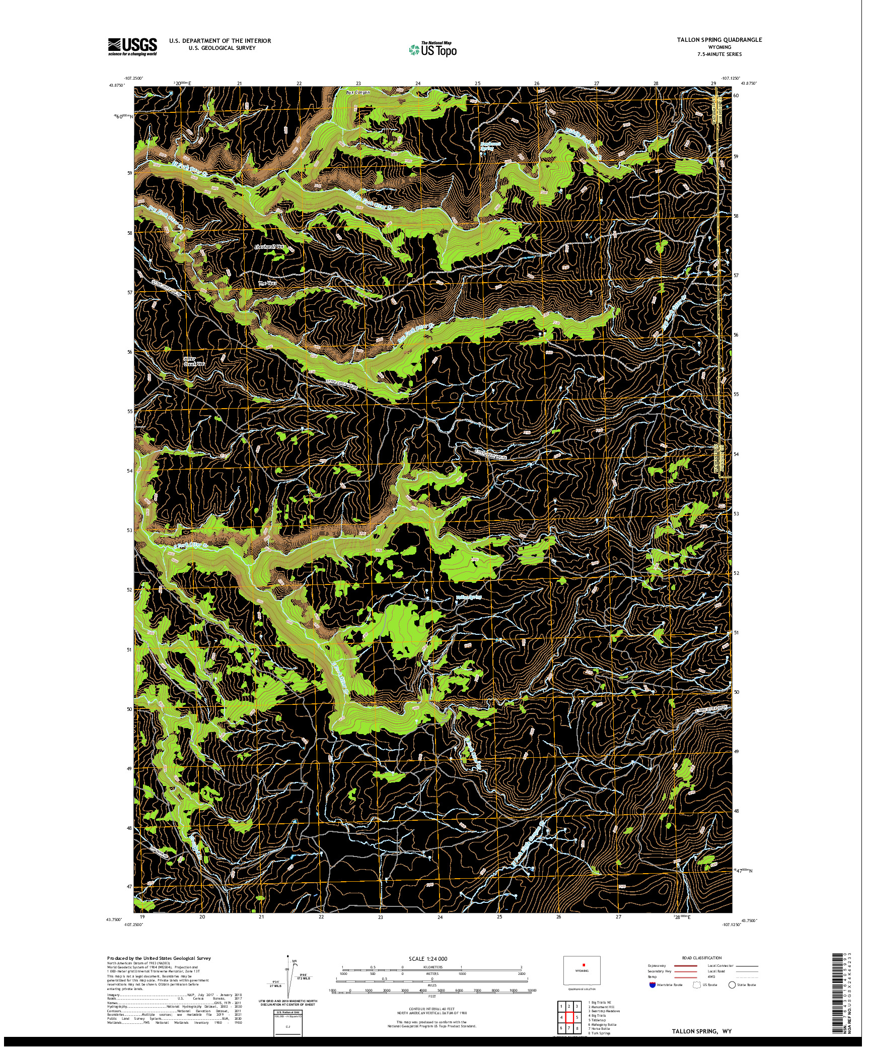 USGS US TOPO 7.5-MINUTE MAP FOR TALLON SPRING, WY 2021