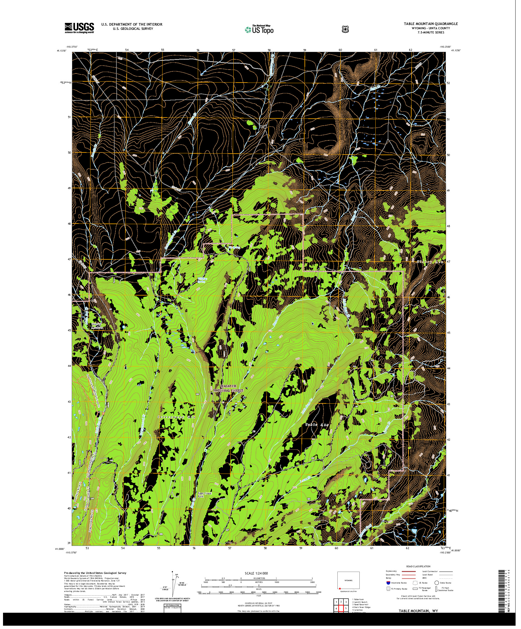 USGS US TOPO 7.5-MINUTE MAP FOR TABLE MOUNTAIN, WY 2021