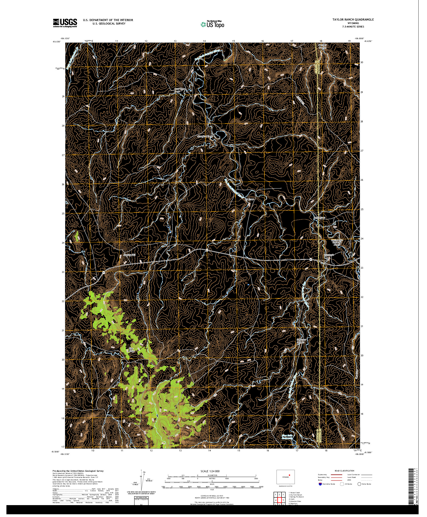 USGS US TOPO 7.5-MINUTE MAP FOR TAYLOR RANCH, WY 2021