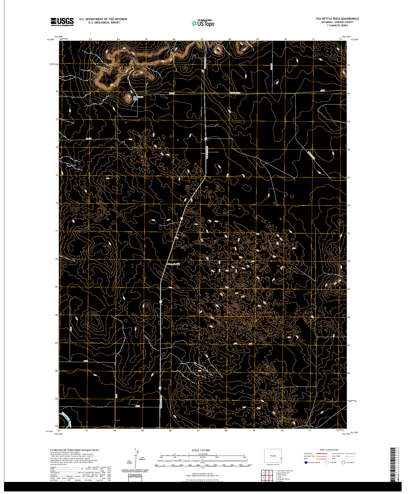 USGS US TOPO 7.5-MINUTE MAP FOR TEA KETTLE ROCK, WY 2021