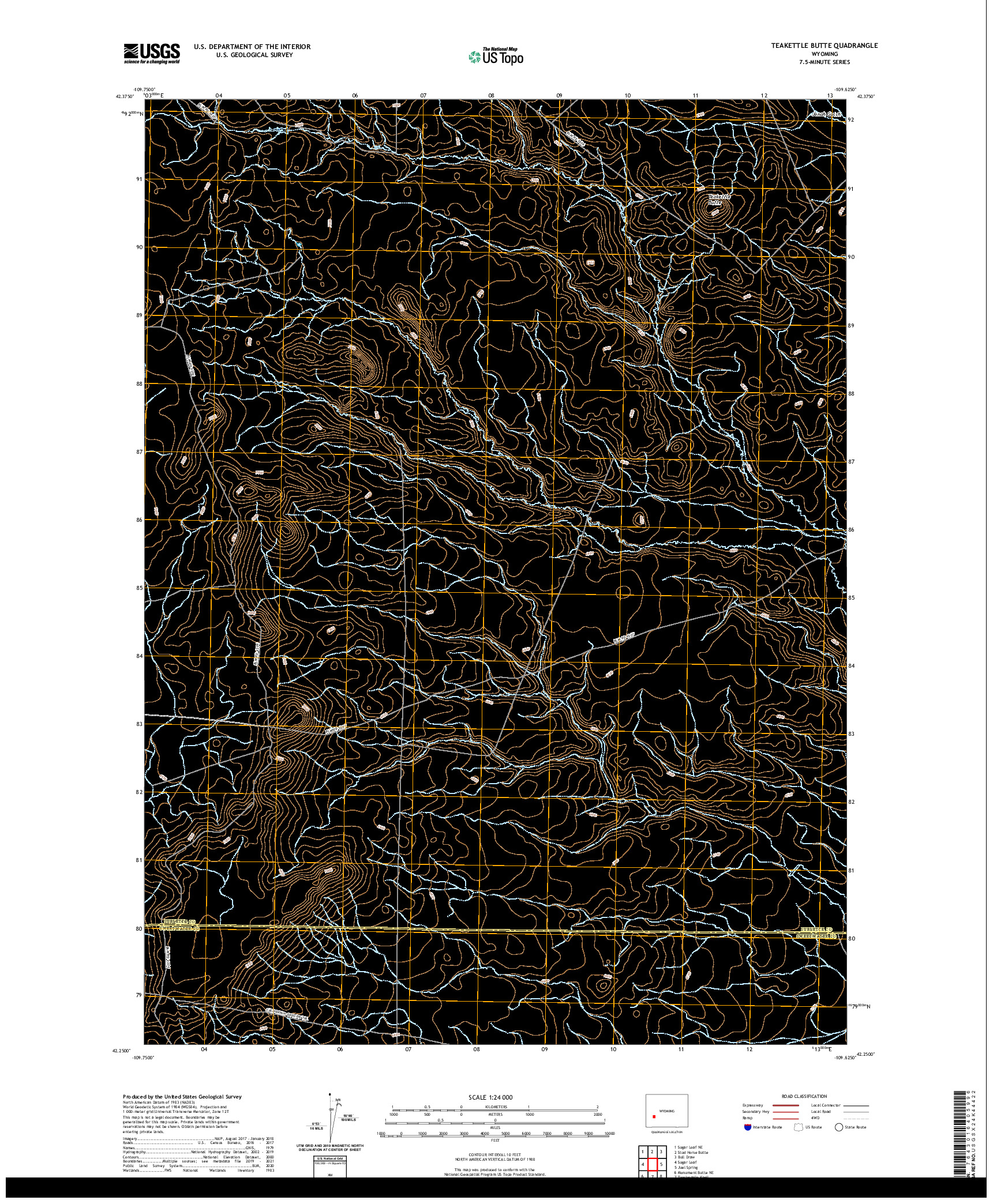 USGS US TOPO 7.5-MINUTE MAP FOR TEAKETTLE BUTTE, WY 2021