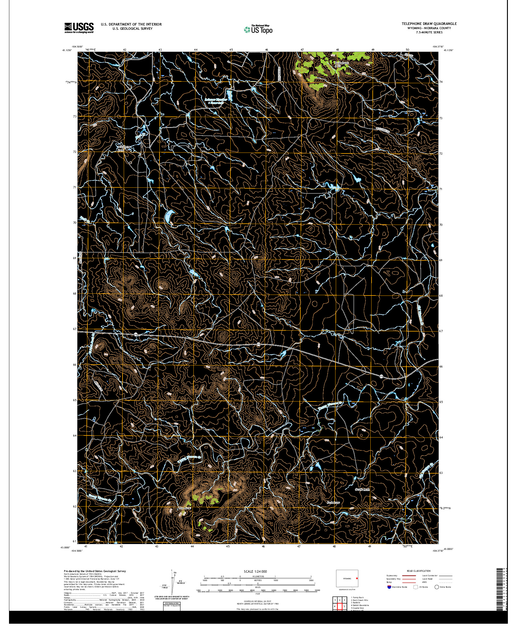 USGS US TOPO 7.5-MINUTE MAP FOR TELEPHONE DRAW, WY 2021