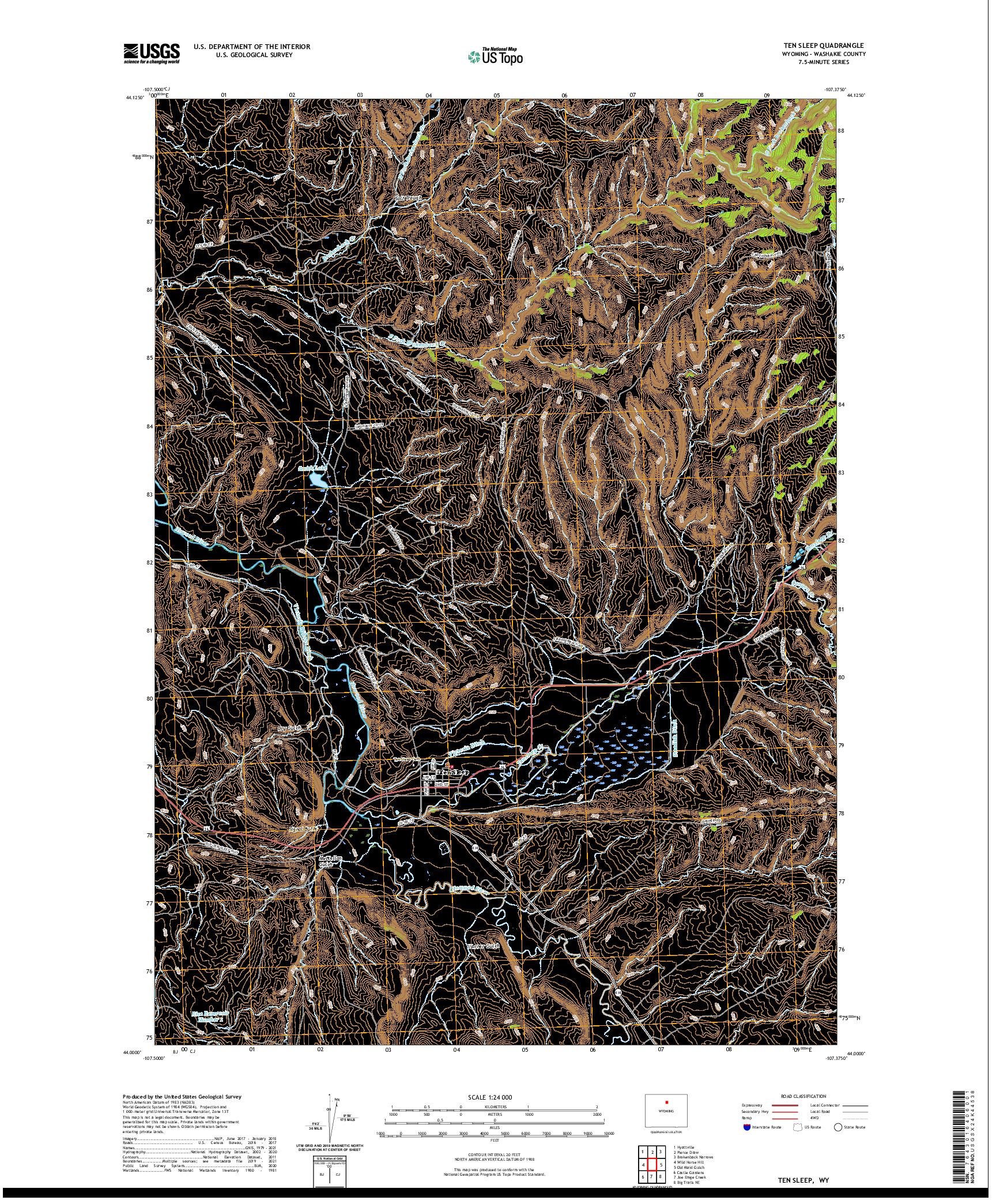 USGS US TOPO 7.5-MINUTE MAP FOR TEN SLEEP, WY 2021