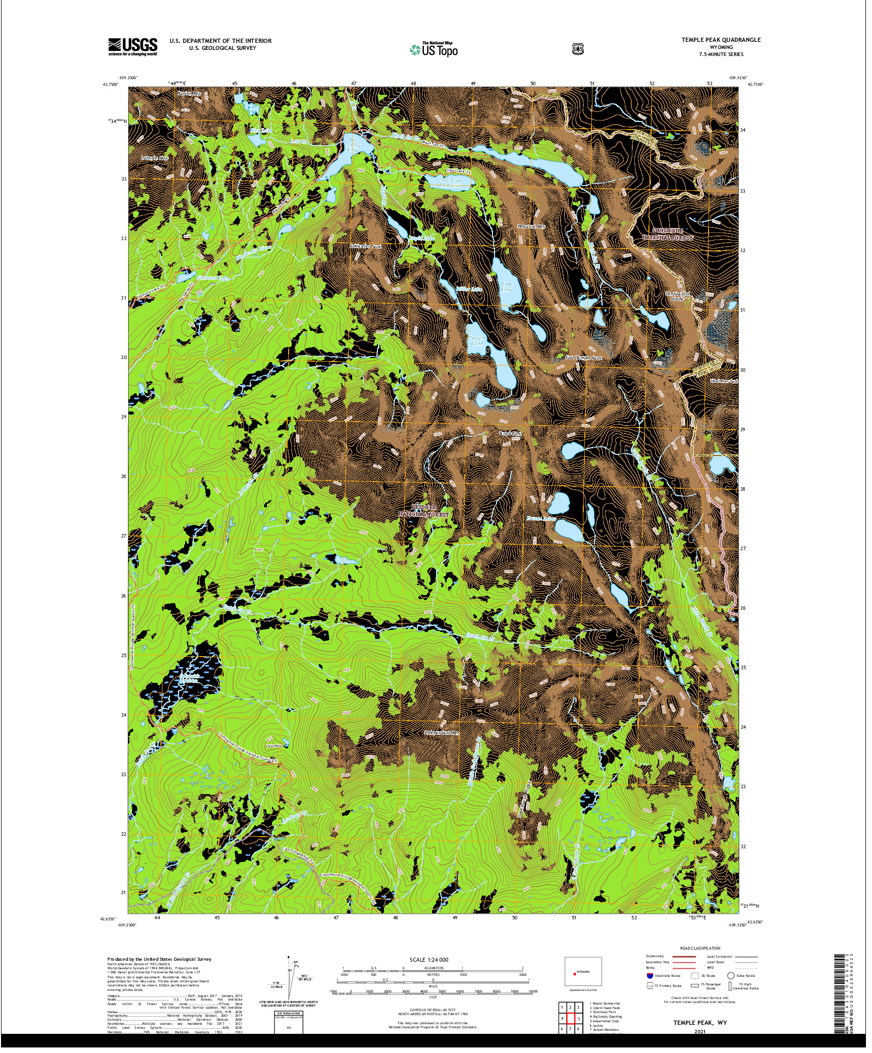 USGS US TOPO 7.5-MINUTE MAP FOR TEMPLE PEAK, WY 2021