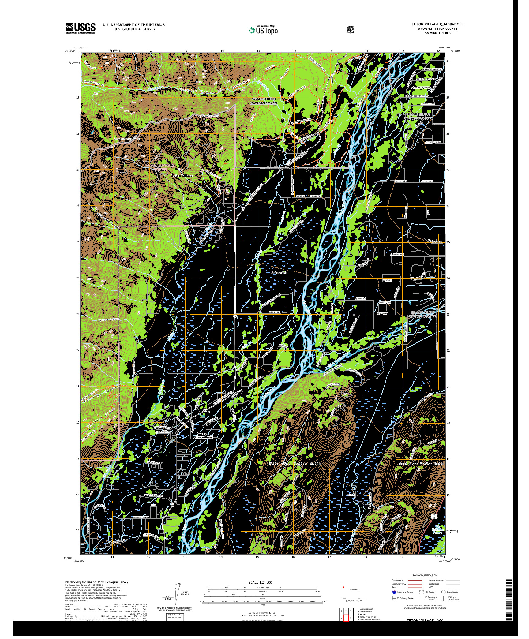 USGS US TOPO 7.5-MINUTE MAP FOR TETON VILLAGE, WY 2021