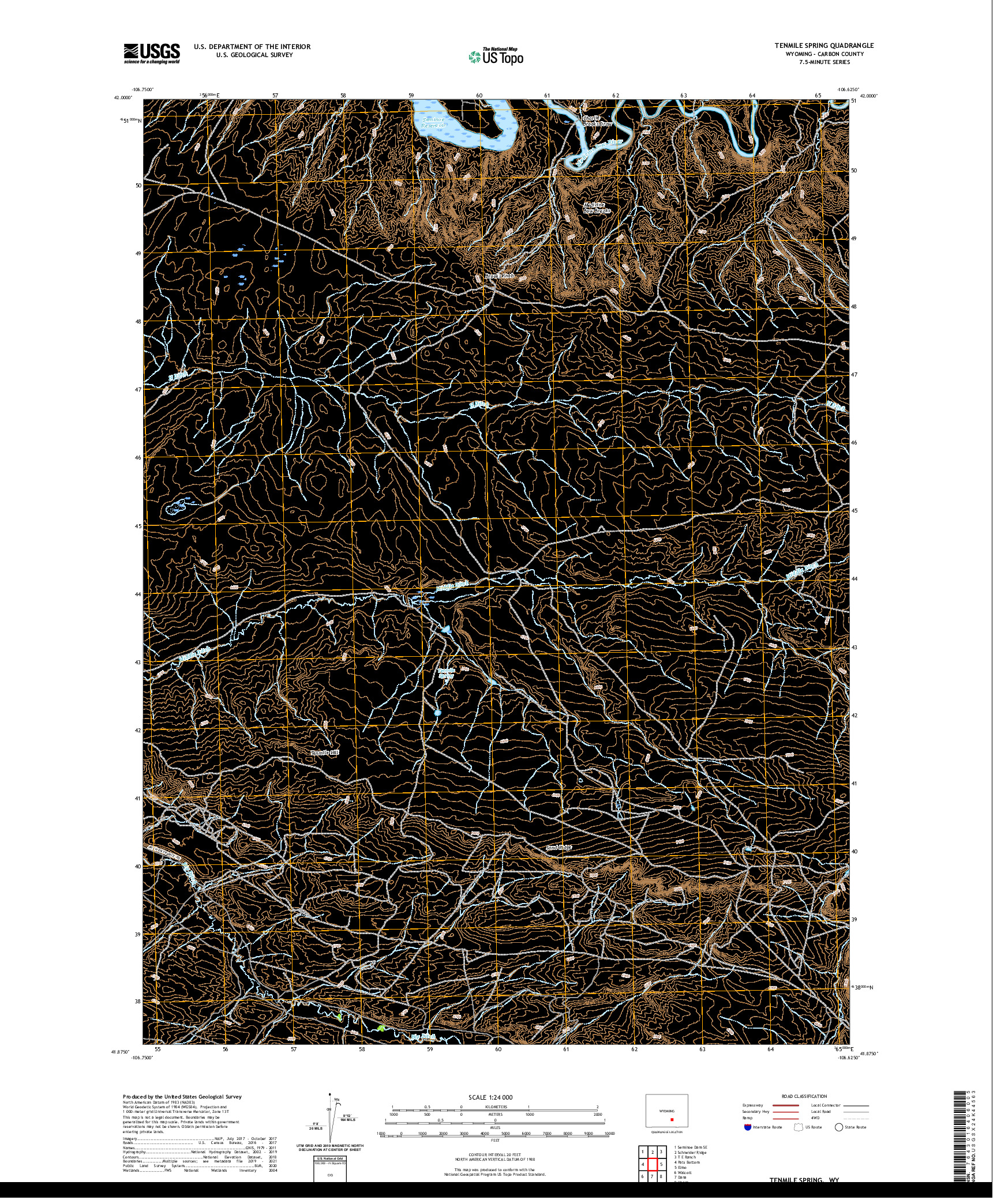 USGS US TOPO 7.5-MINUTE MAP FOR TENMILE SPRING, WY 2021